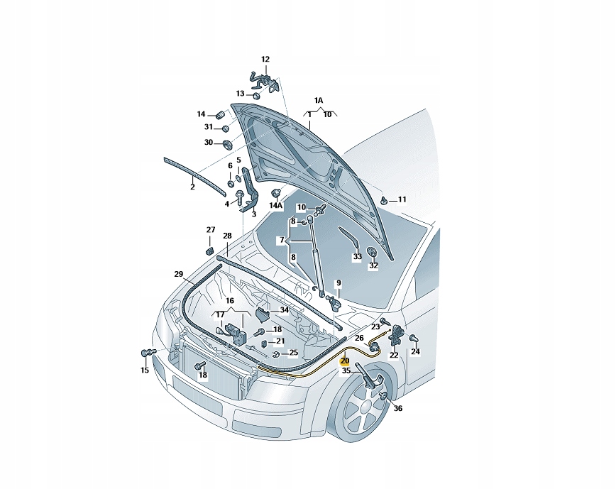 

Linka Otwierania Maski Audi A4 8E1823531G