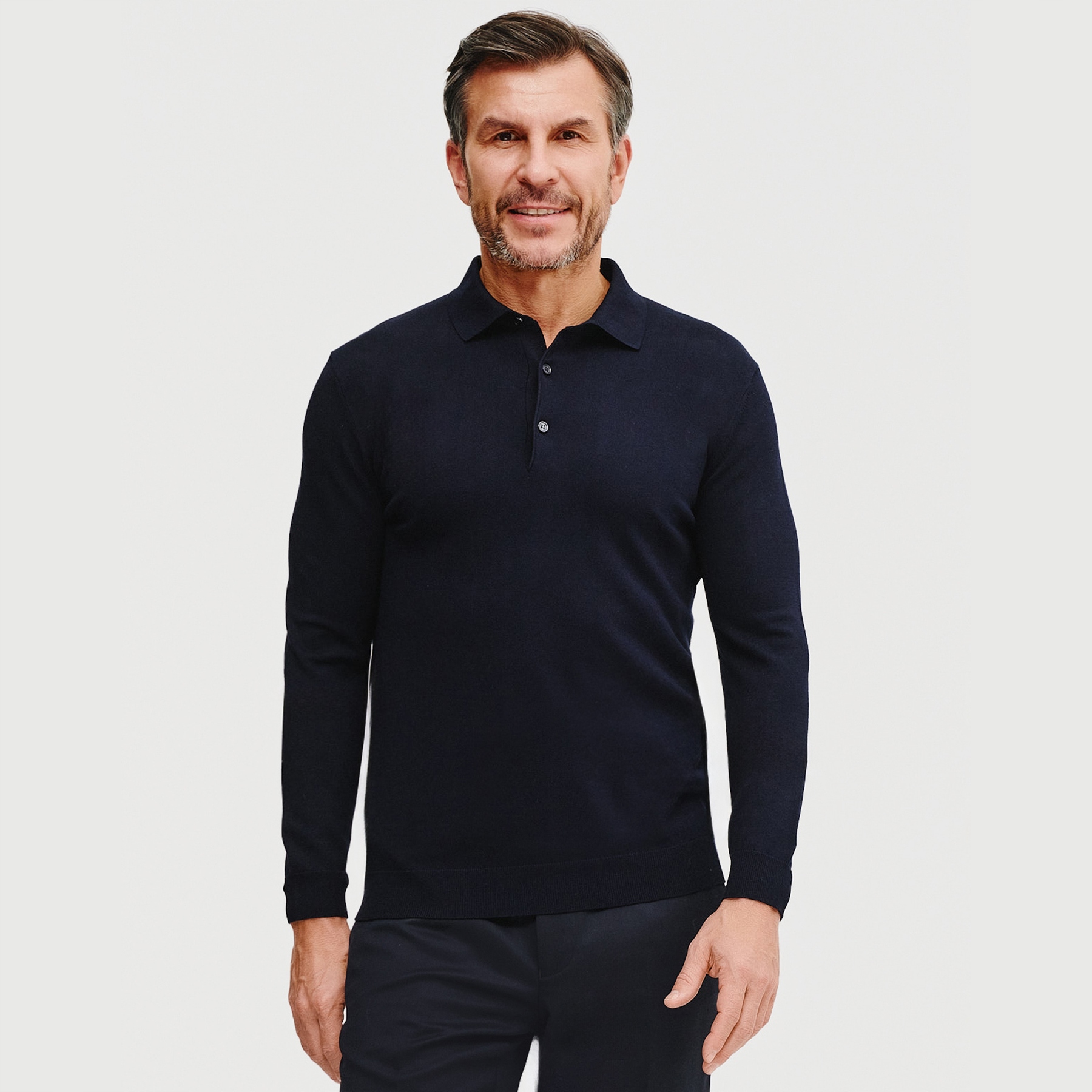 Tmavě modrý pánský svetr s polo límečkem Pako Lorente, velikost vel