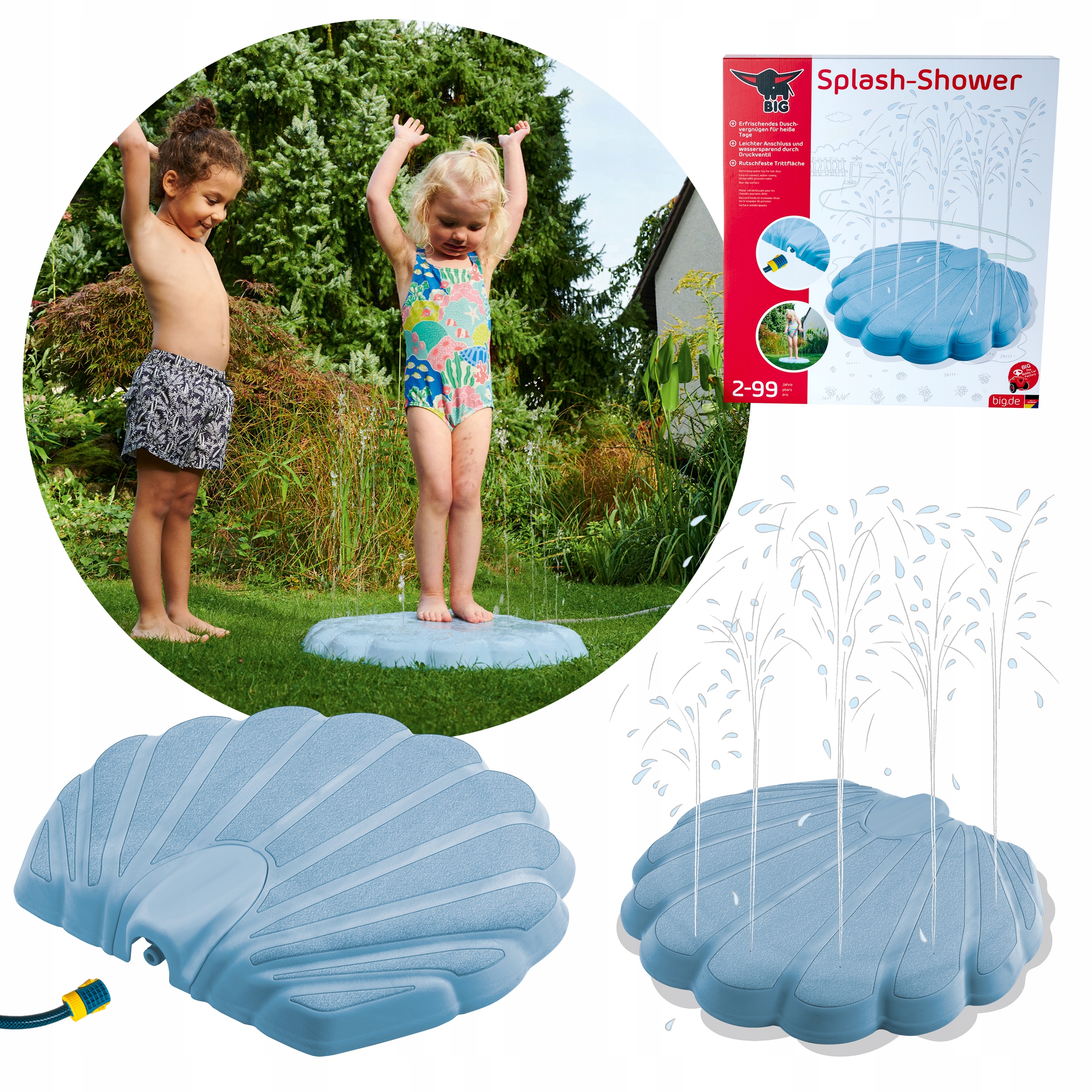 ZRASZACZ ZABAWKA KĄPIELI PRYSZNIC SPLASH WODNY MORSKI FONTANNA MUSZELKA BIG