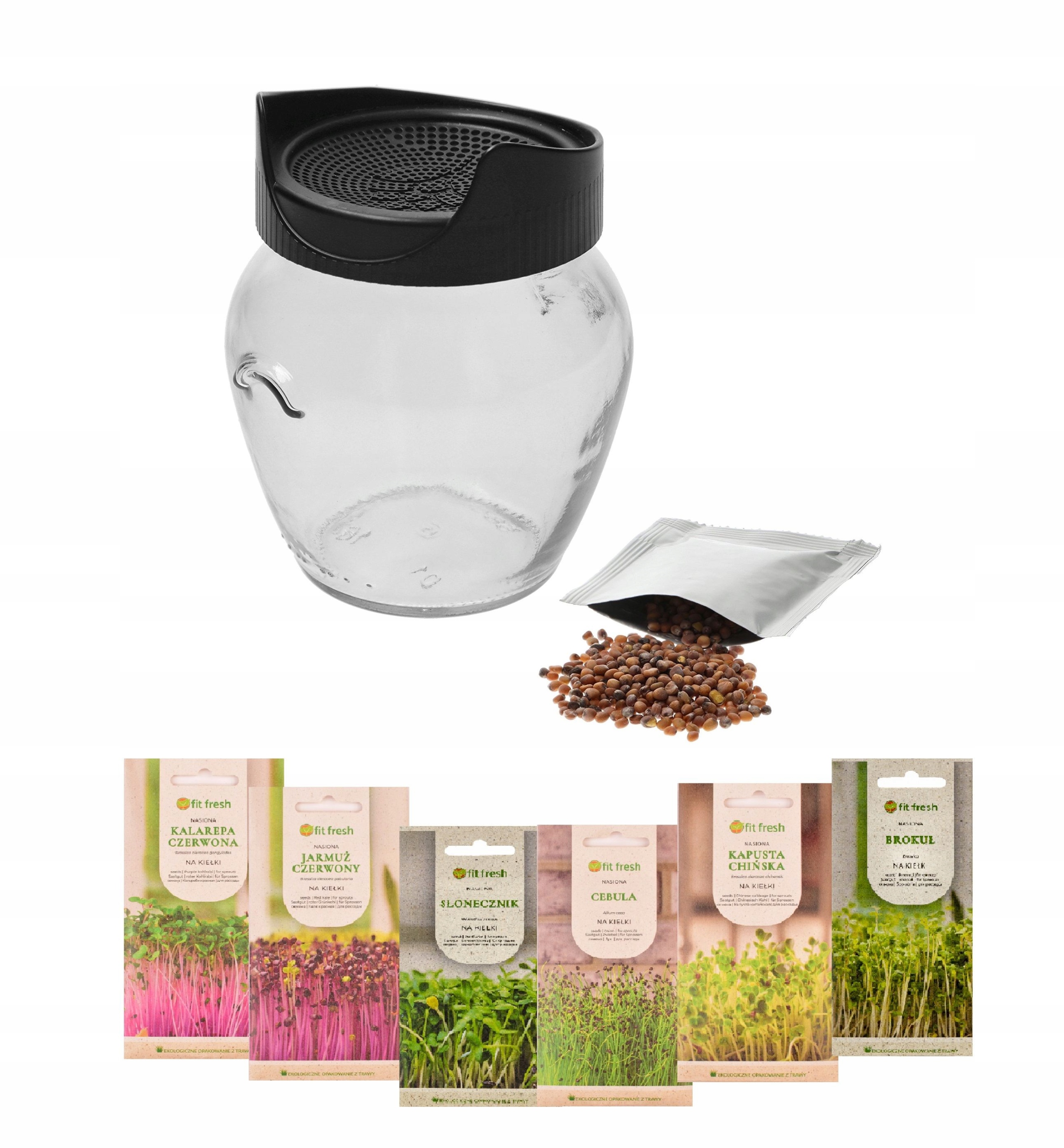 

Kiełkownica słoikowa Twist-off+6 op nasion kiełki