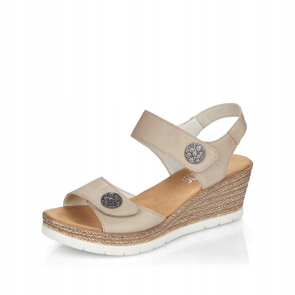 

sandały Rieker 619B9-60 koturn skóra Beż espadryle