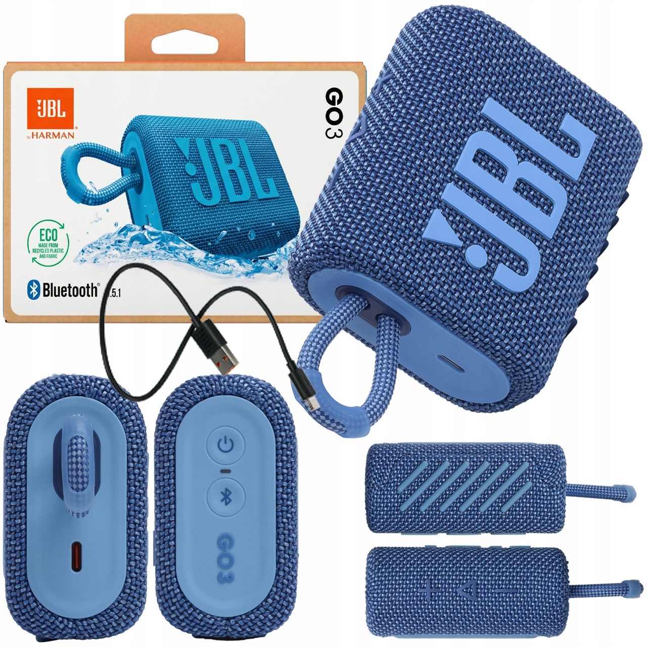 Bezdrátový Přenosný Bluetooth Reproduktor Jbl GO3 Eco Bt v5.1 IP67 4,2w 5H