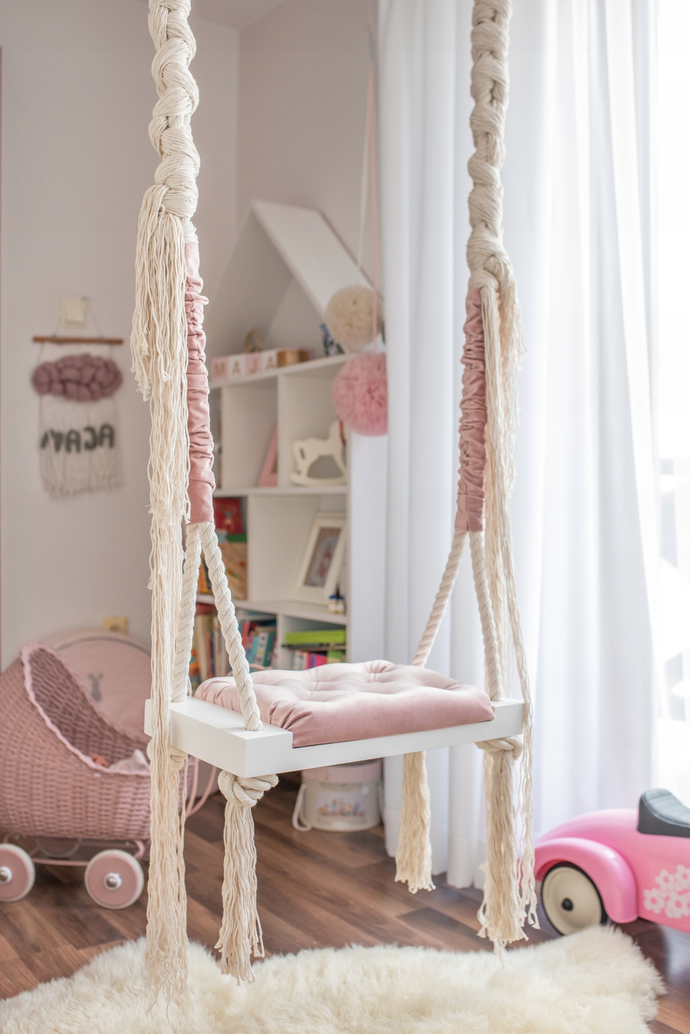 Stylowa huśtawka SMALL 50cm na linach dla dzieci Kod producenta 097