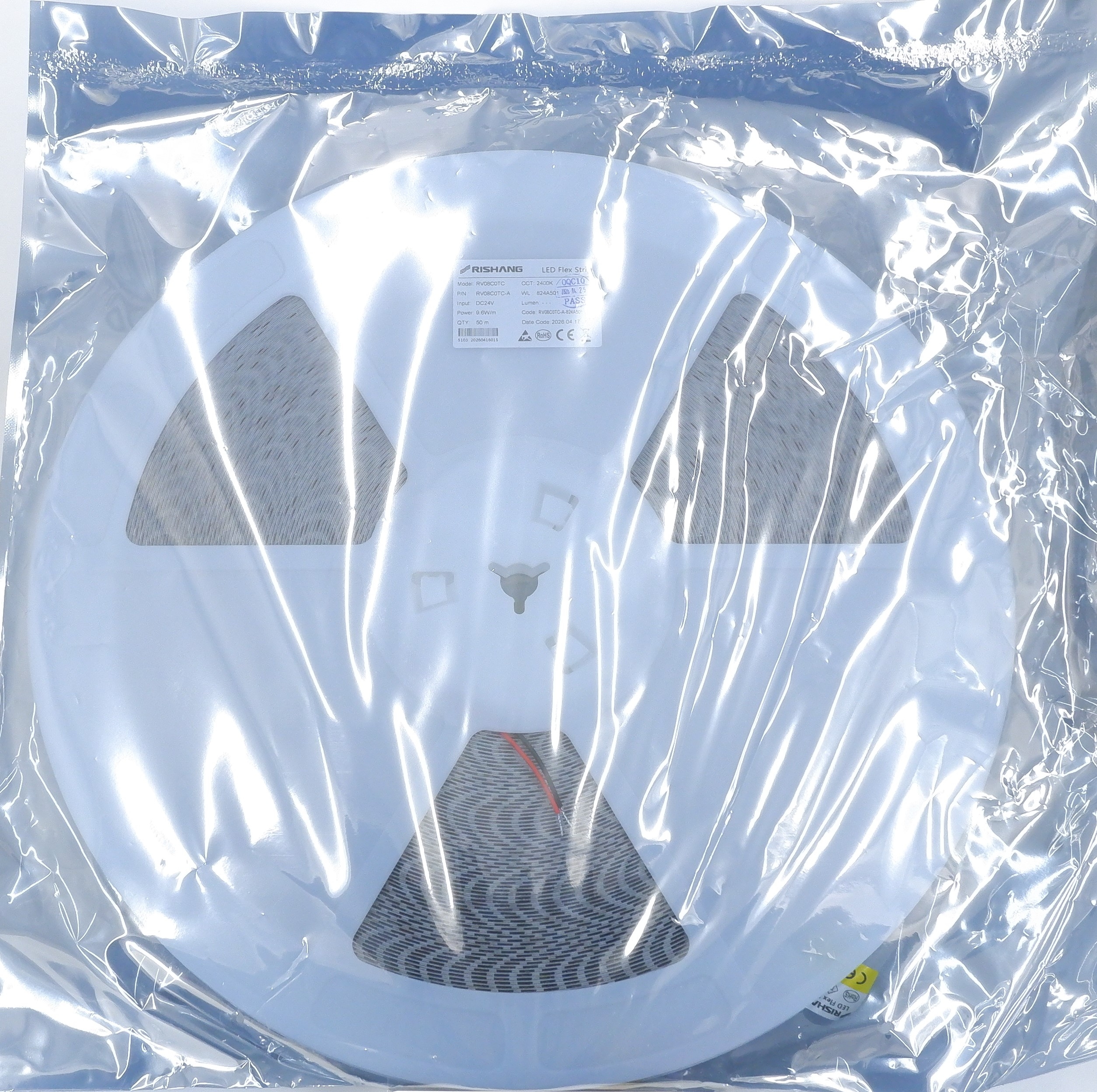 Taśma Led 24V IP20 Ciepła Biała 2400K 120LED 9,6W RV08C0TC-A Rishang 50m