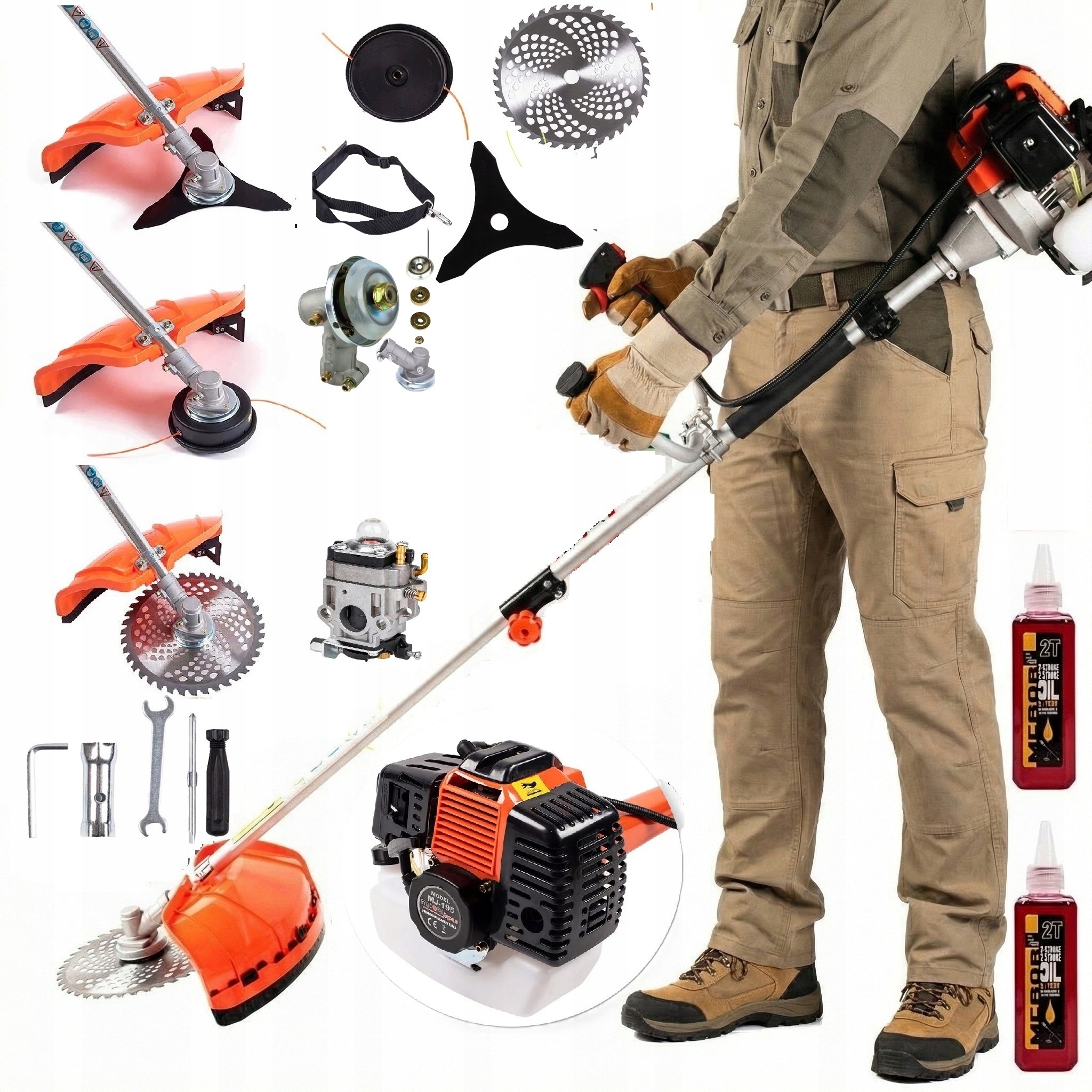 NAJMOCNIEJSZA KOSA KOSIARKA PODKASZARKA SPALINOWA ZESTAW 2XOLEJ MOC 7KM