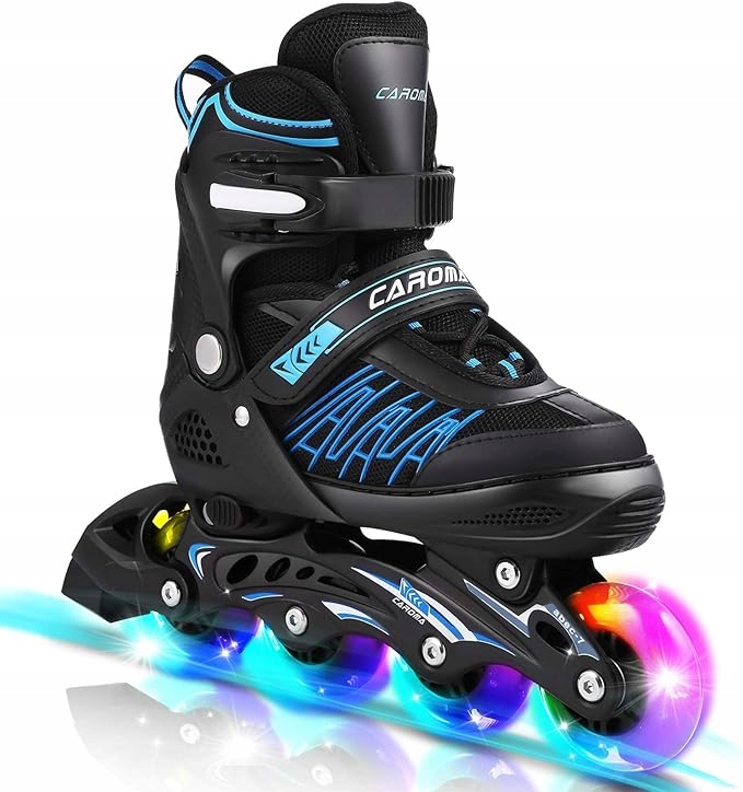 Rolki regulowane LED L 39-42 Caroma niebiesko-czarne ABEC-7