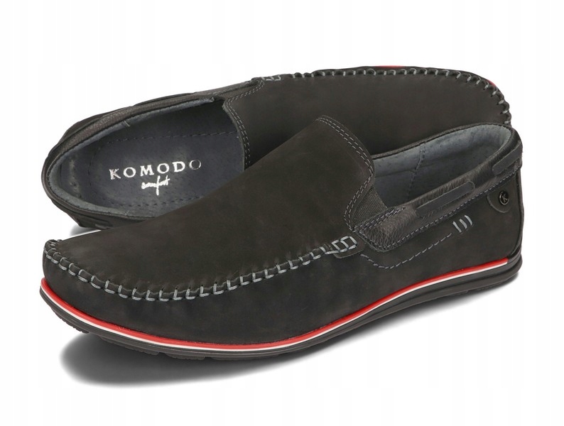 MOKASYNY BUTY MĘSKIE CASUAL SKÓRA K920 CZARNY 42 Długość wkładki 28 cm