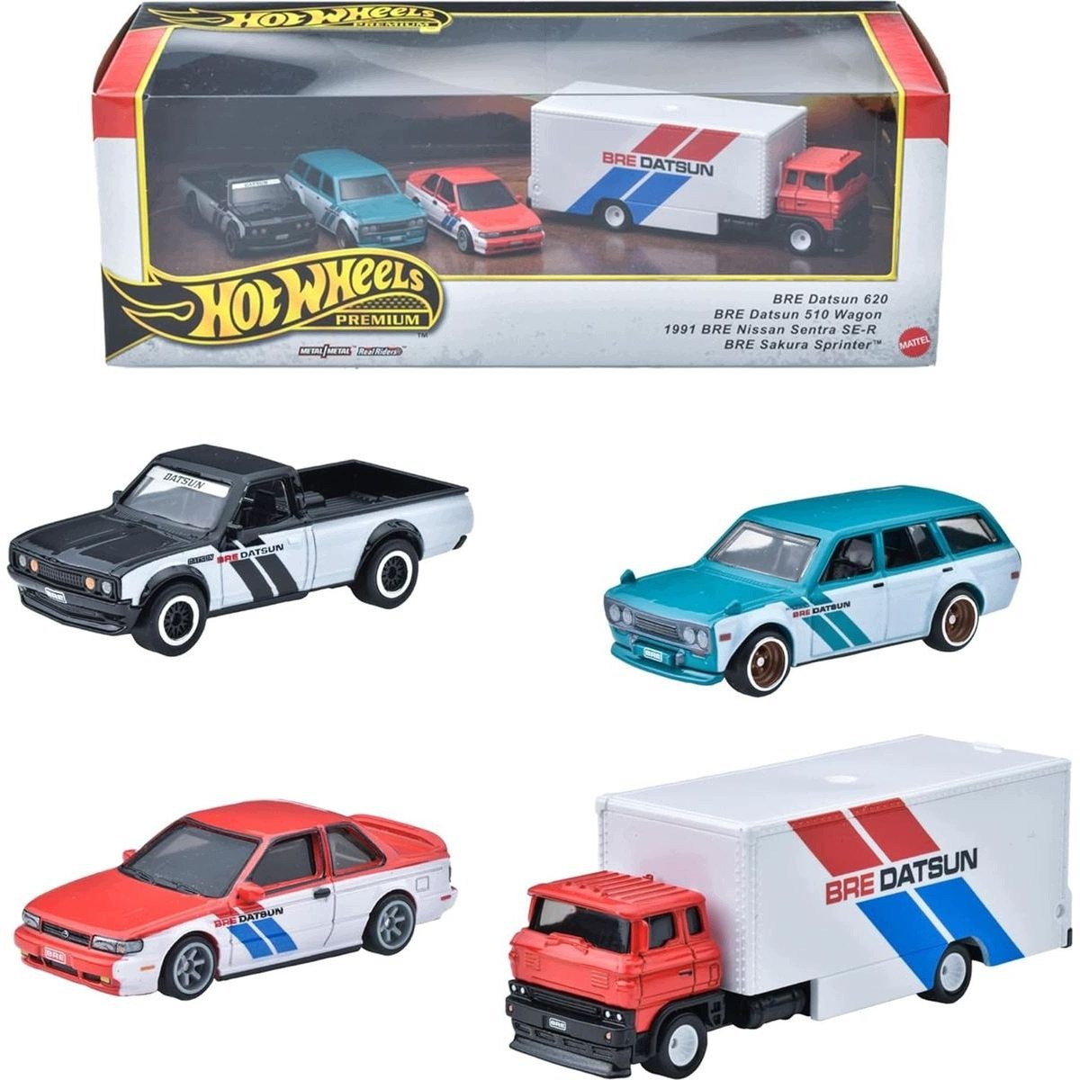 Mattel Hot Wheels Zestaw 3 autek premium z ciężarówką transportową Fuji