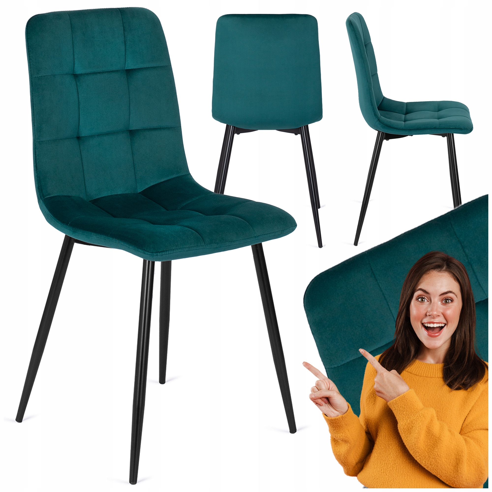 Čalouněné křeslo Velurové Prošívané Jídelna Kuchyně Loft Tyrkysové Peru