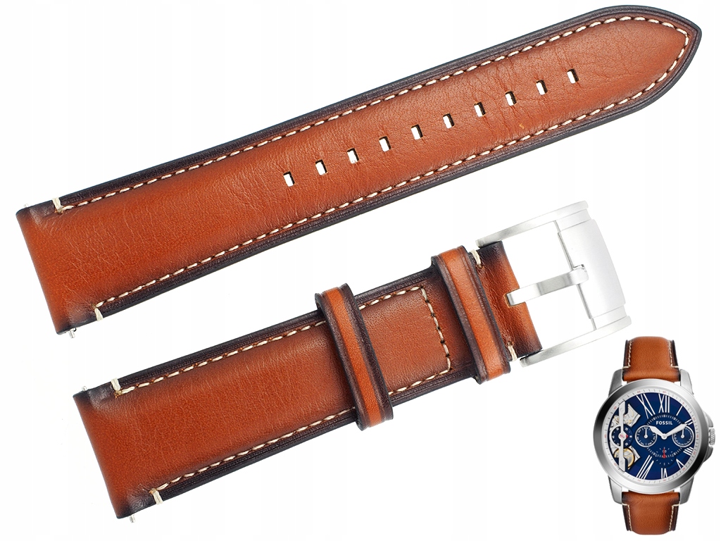 Pásek k hodinkám Fossil ME1161 kožený, hnědý, 22 mm