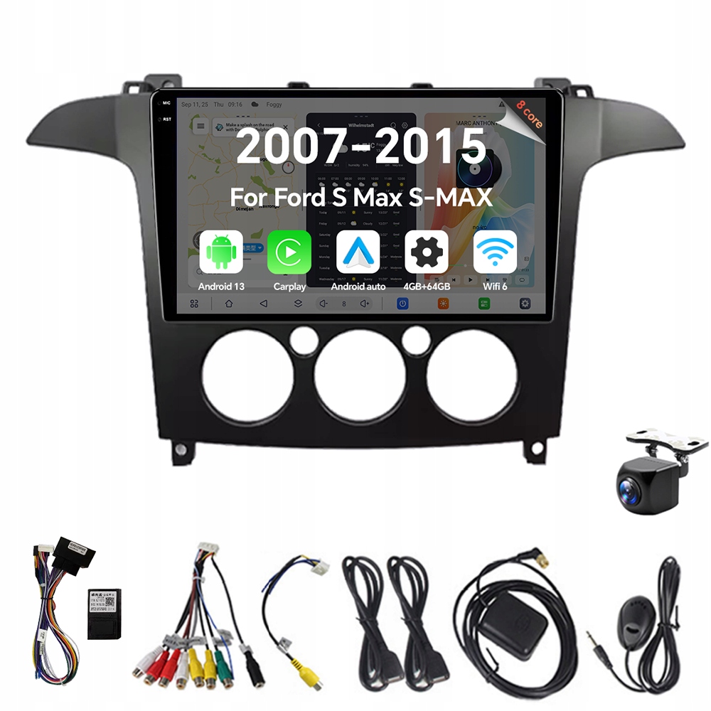 2Din Android 13 autorádio pro Ford S-max S-max 2007-2015 Mt 4G 64G Carplay