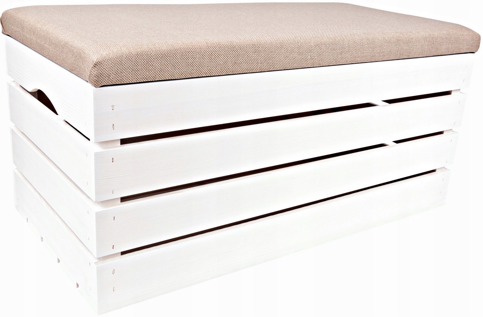 SOSNOWA PUFA SKRZYNIA DUŻA BIAŁA SIEDZISKO SCHOWEK