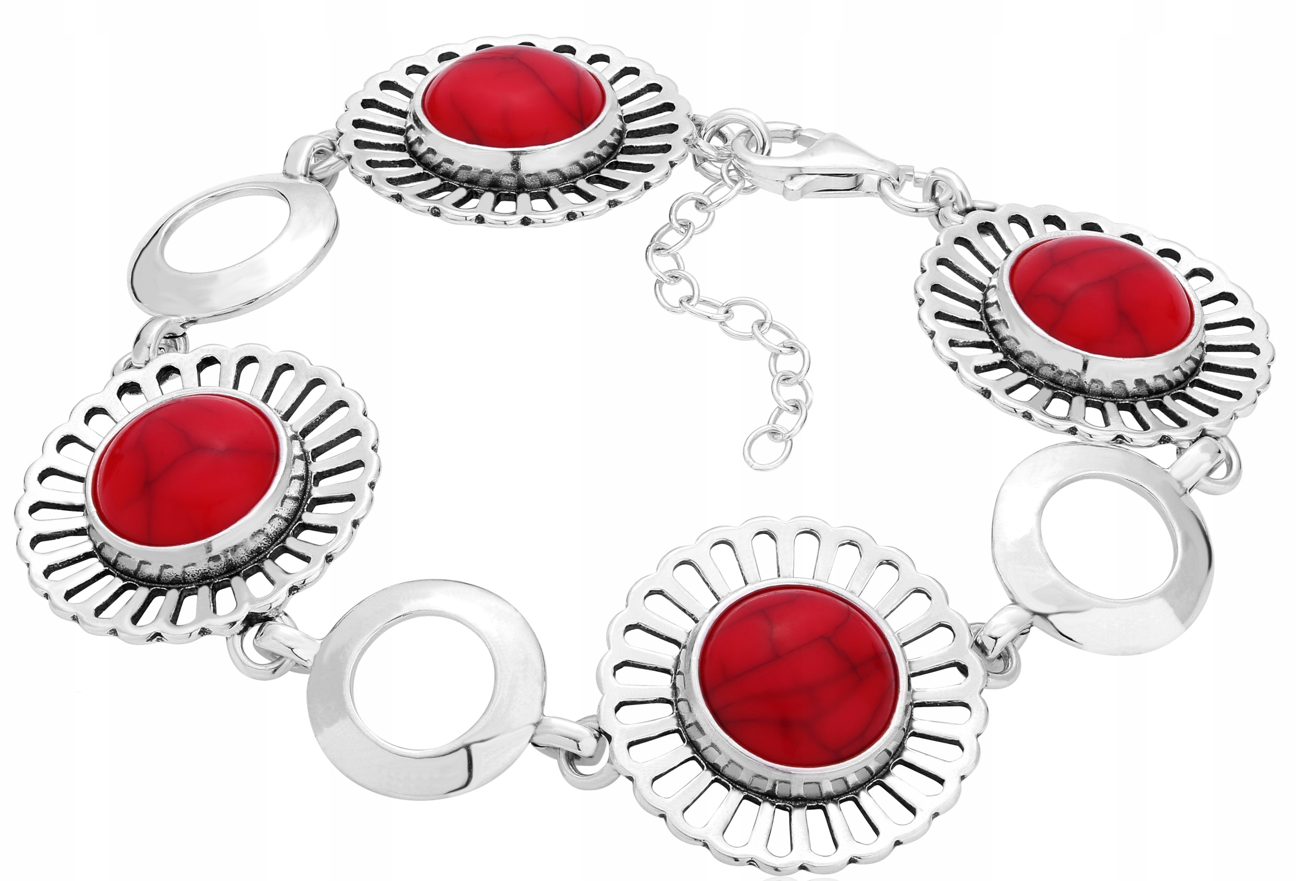 Krásný Stříbrný Korálový Náramek S Dárek