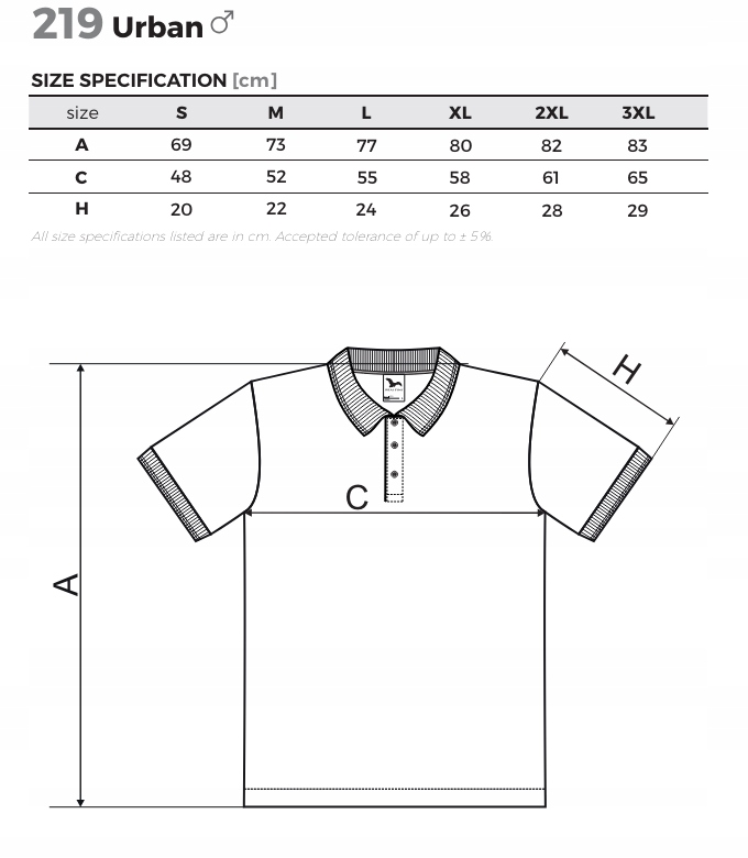 koszulka męska polo z NADRUKIEM logo z przodu i na plecach Urban 219 Liczba sztuk w zestawie 1 szt.
