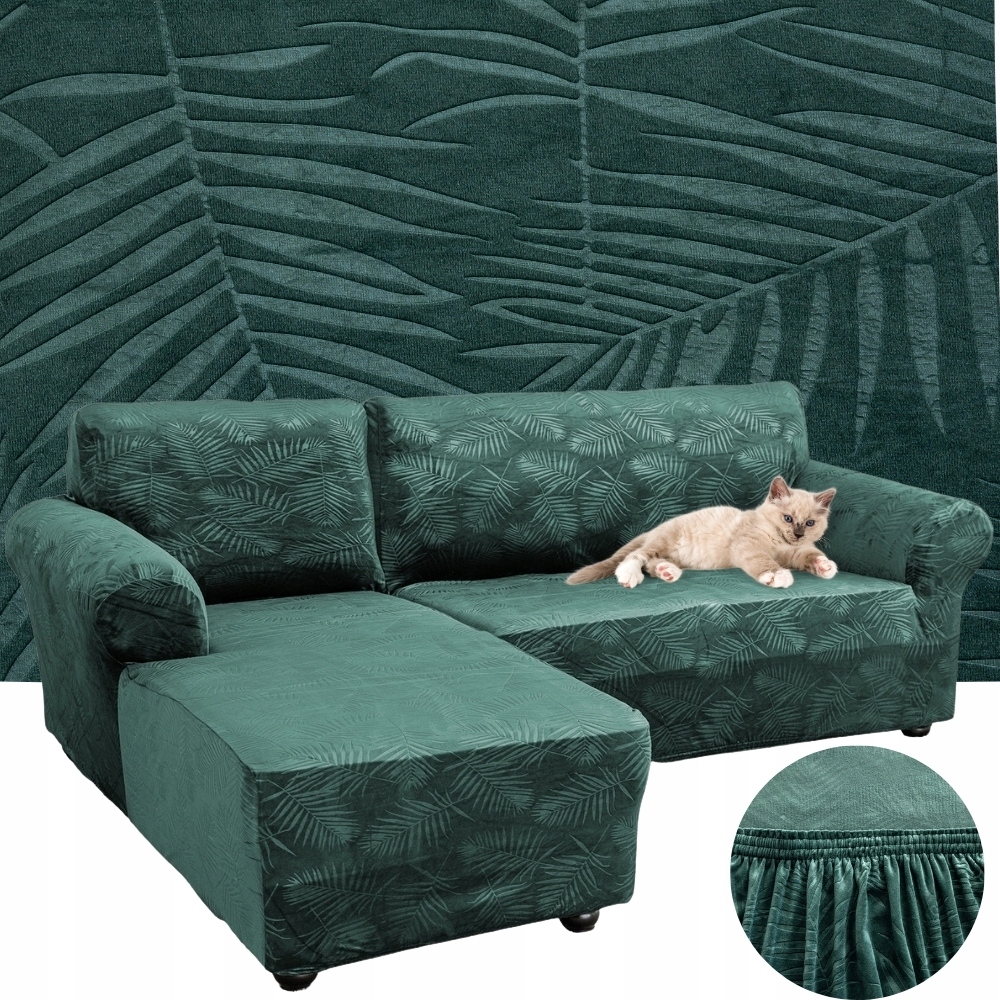 Potah Na Rohovou Pohovku Velur Palmové Listy Levý 2+2OS Oeko Tex