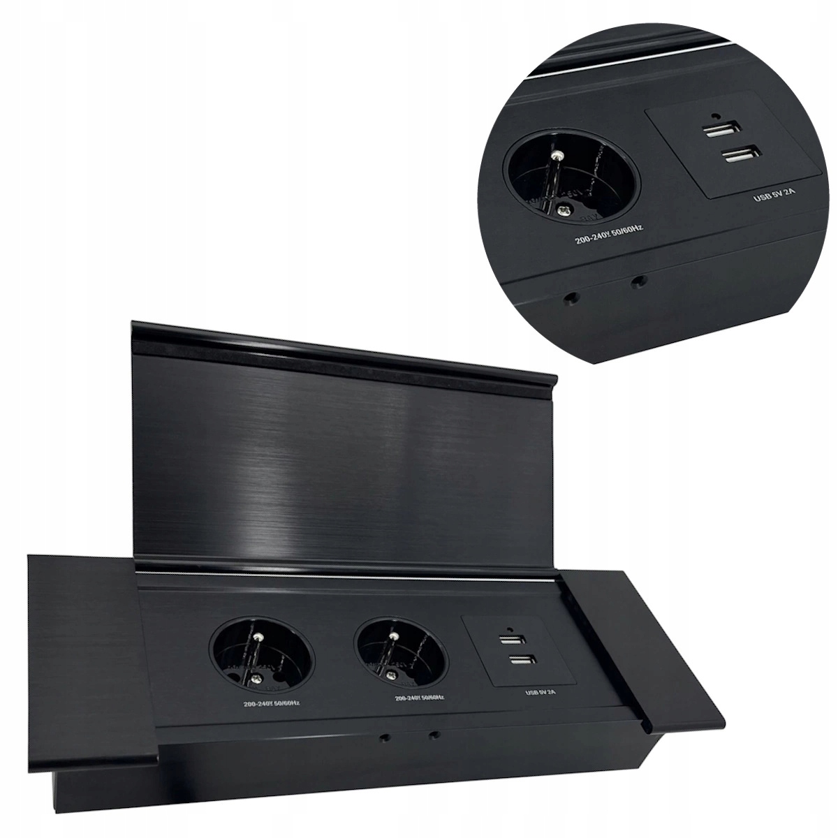 Orno Zásuvka zapustená do dosky klapka uzemnenie Usb nabíjačkou 1,5 m čierna