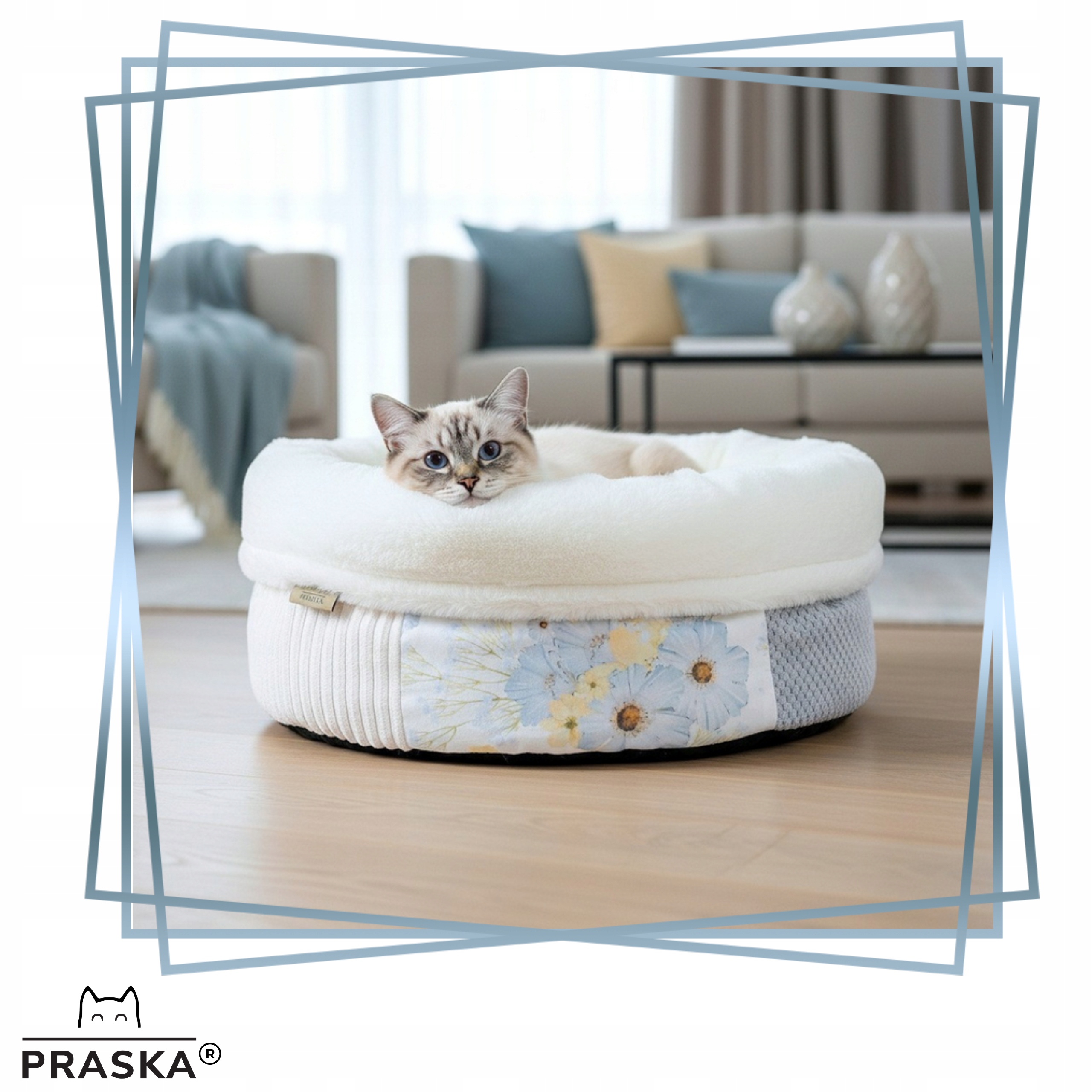 Pražská Pelíšek pro kočky psa Patchwork Pastel Sky nadýchané 45 cm Premium