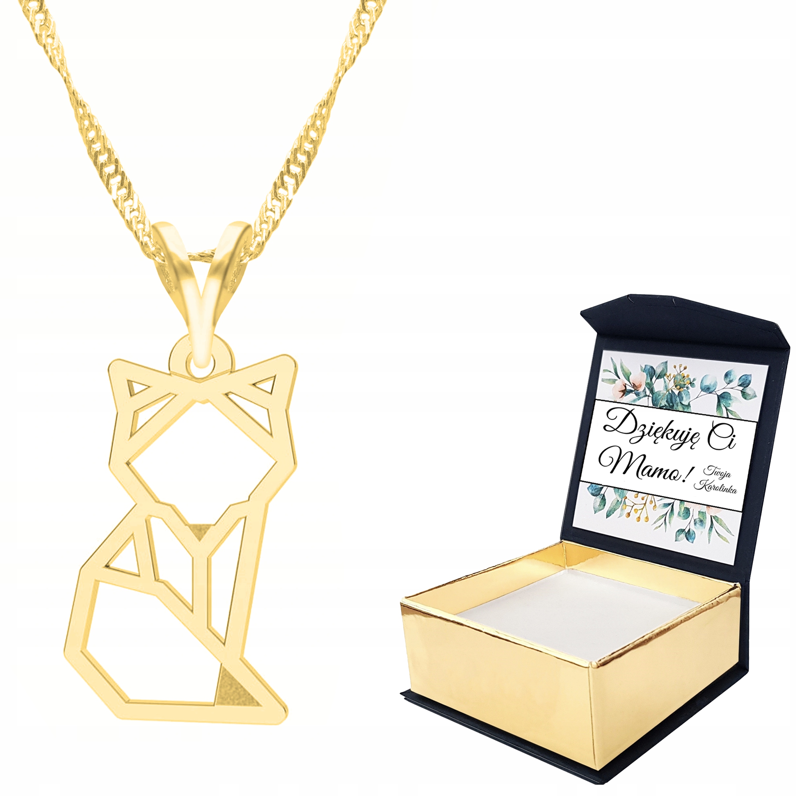 Zlatý náhrdelník Kočka Kotě Zvíře Vlastní Potisk