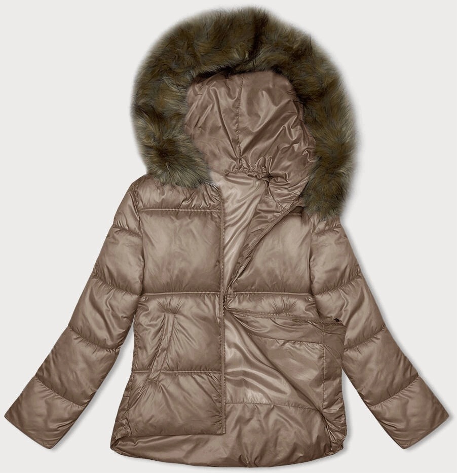 Zimní Bunda Kapuce B8190 Karamel L (40)