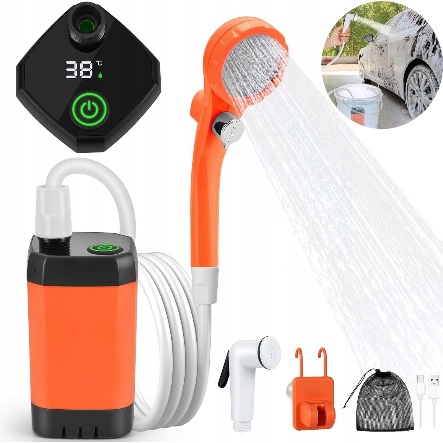 Turistická Kempingová Sprcha Přenosná Elektrická Pumpa 4 Režimy 6000MAH