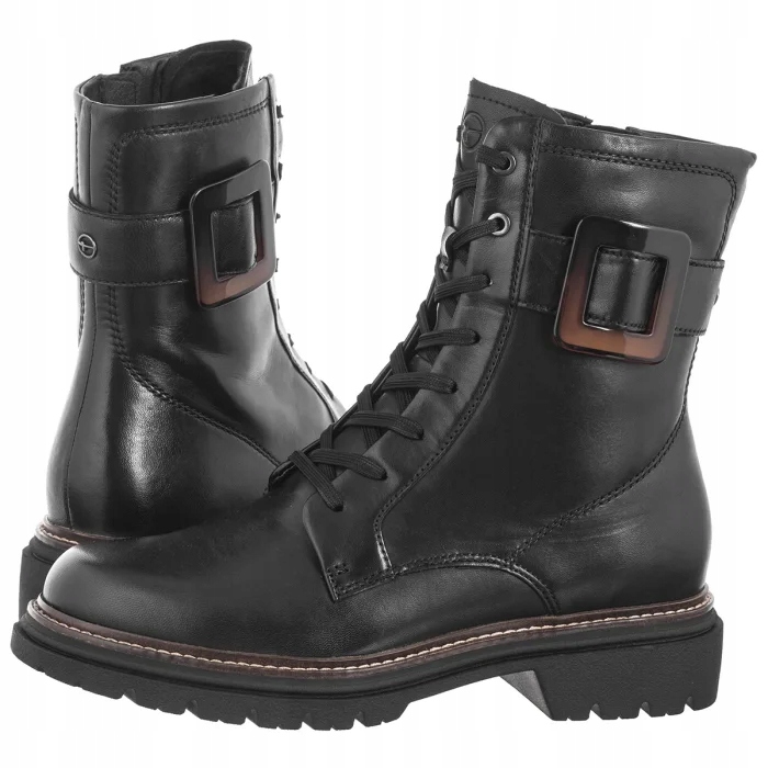 Dámské boty Kotníkové Boty Boty Tamaris Černá kůže 1-25221-43 003 Černá