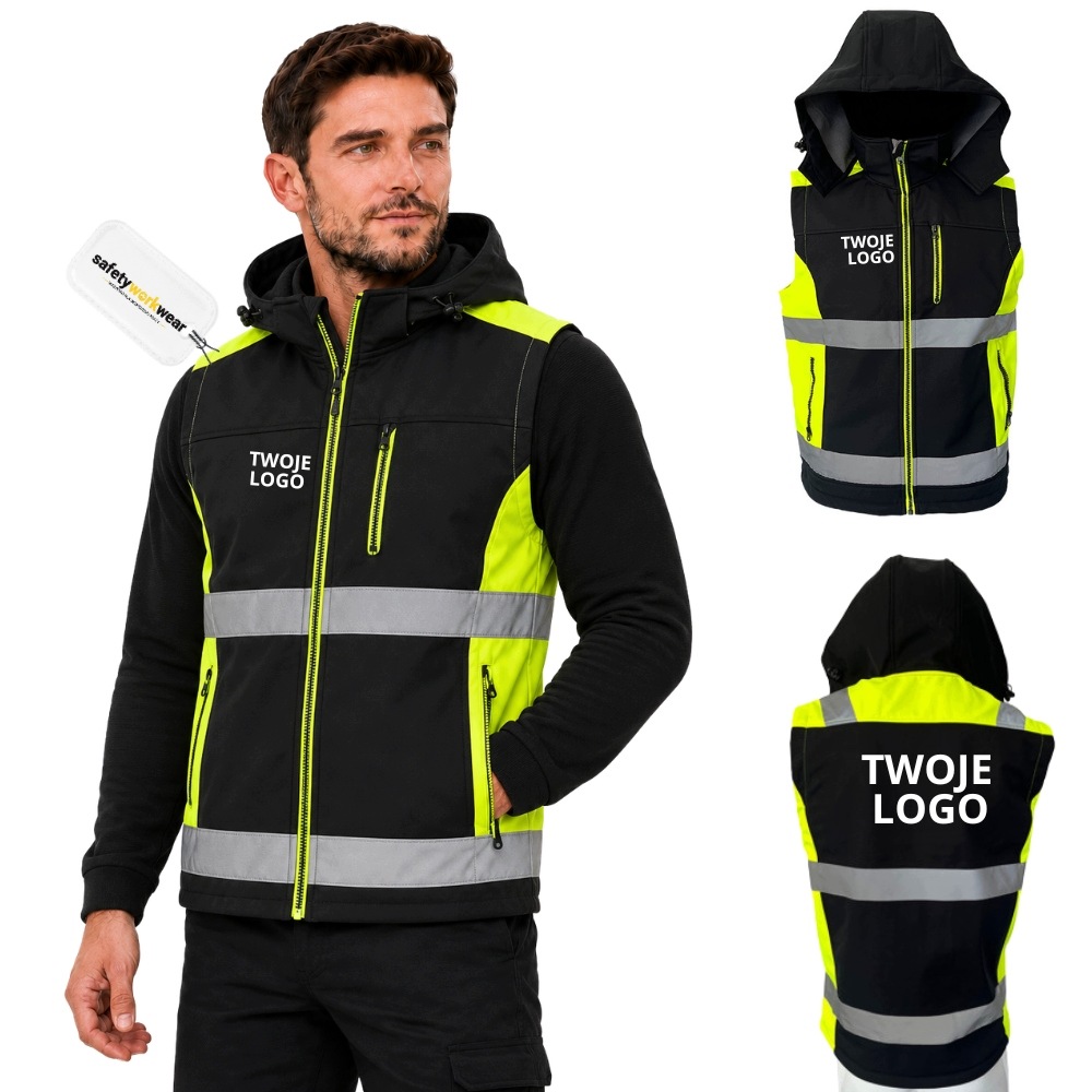 Kamizelka bez rukávů Softshell reflexní S logem Personalizace XL