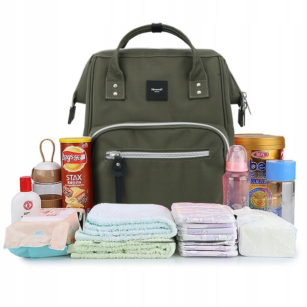 Plecak do wózka Himawari HM1213 dla mam organizer ciemnozielony