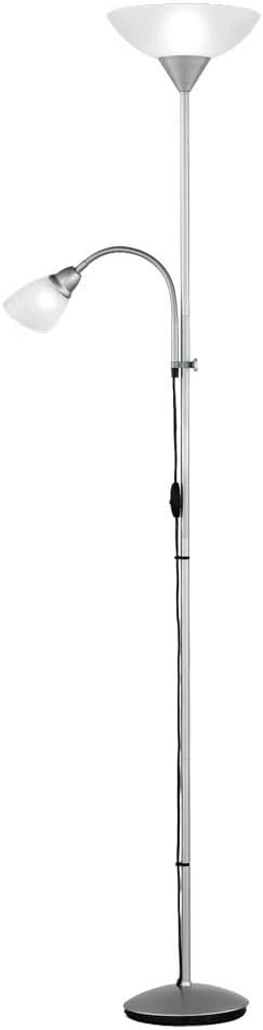 Podlahová Lampa E27/E14 100W Kovová, Strieborná, Moderná, 180 CM