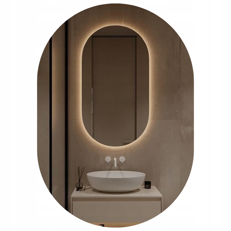 Lustro Led Podświetlane Ścienne 130X60 cm Owalne Do Garderoby Łazienki