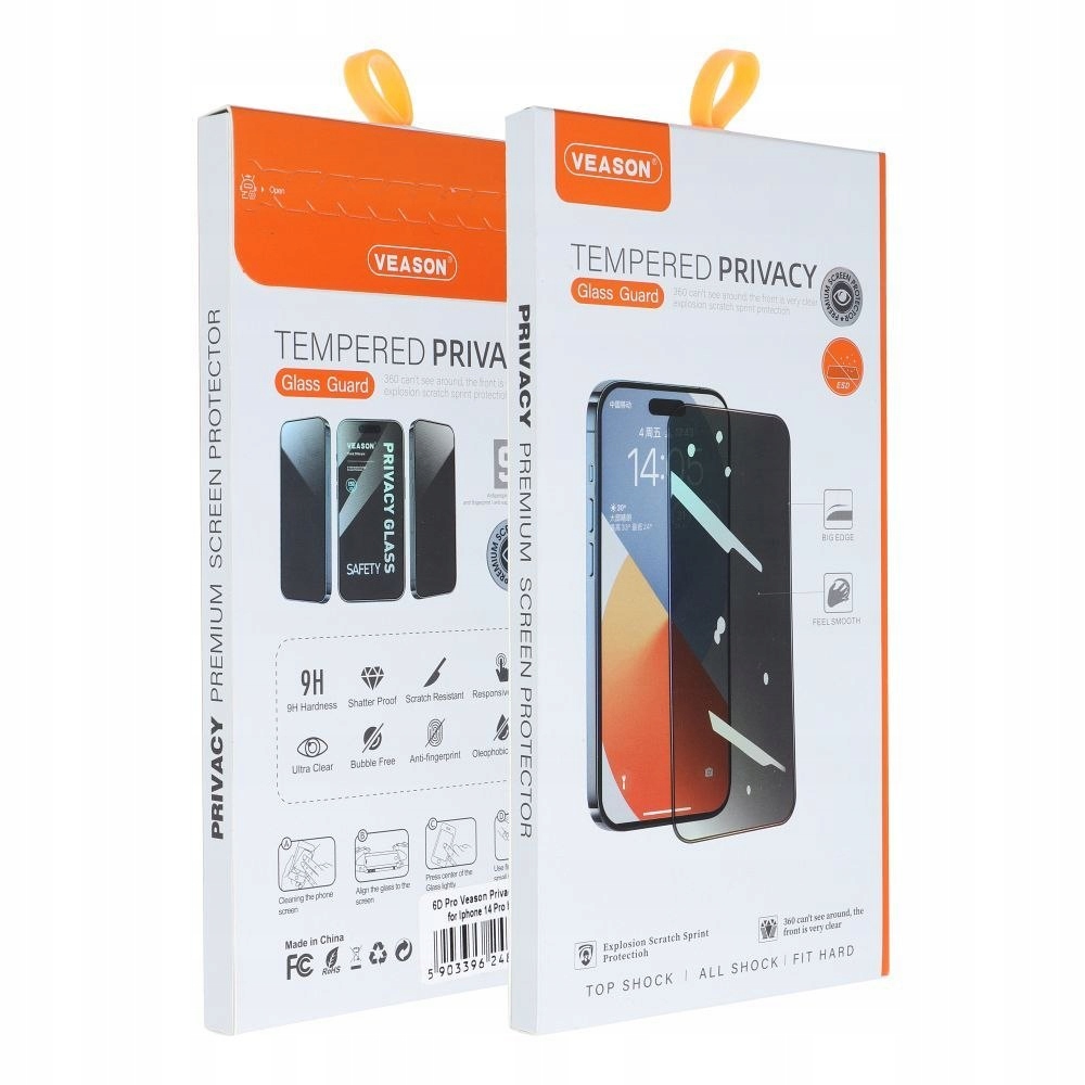 Veason Szkło Hartowane 6D Pro Veason Privacy Glass do Iphone Xr 11 czar