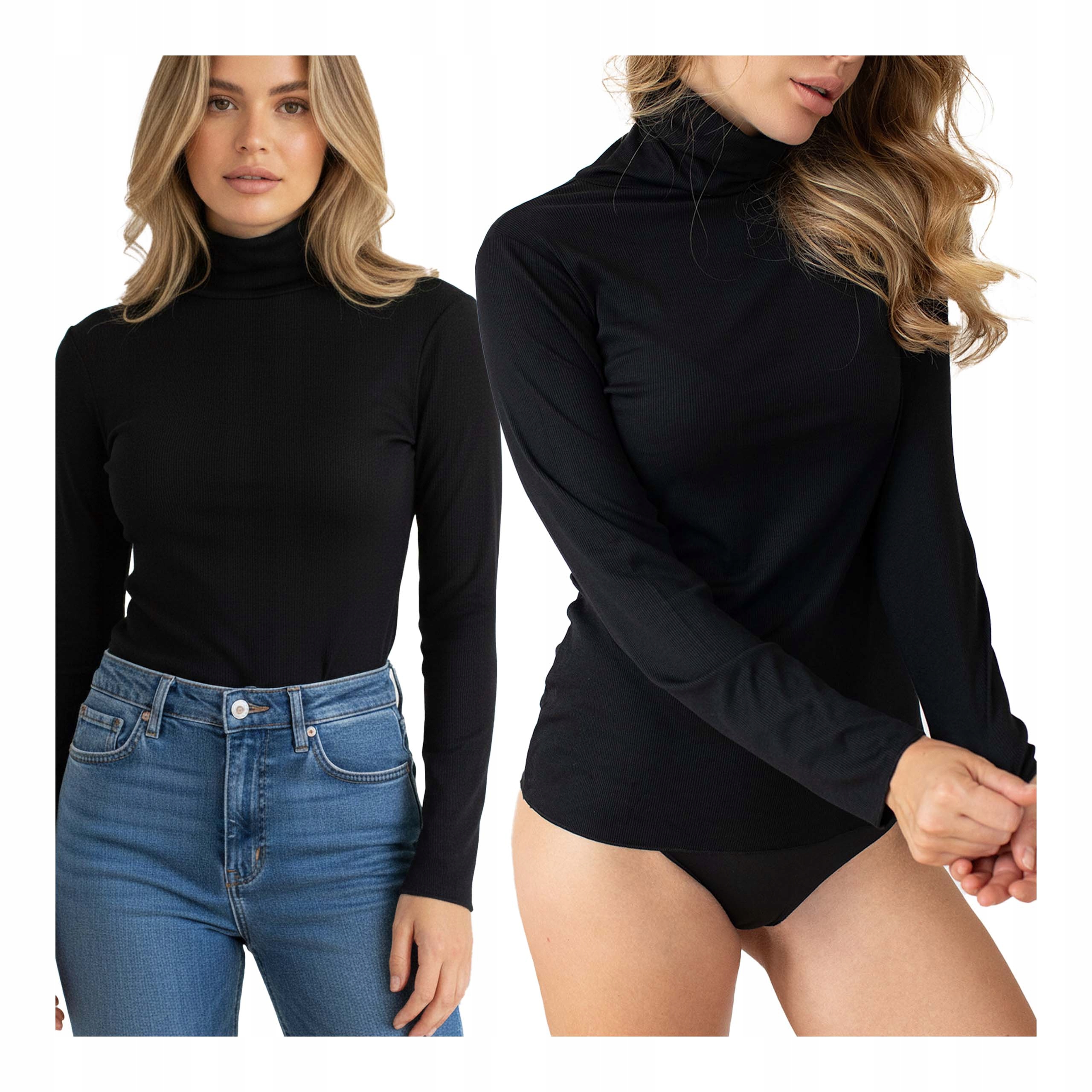 Dámský golf z kašmíru, černá tenká modalová halenka s basic rolákem Kleo XL