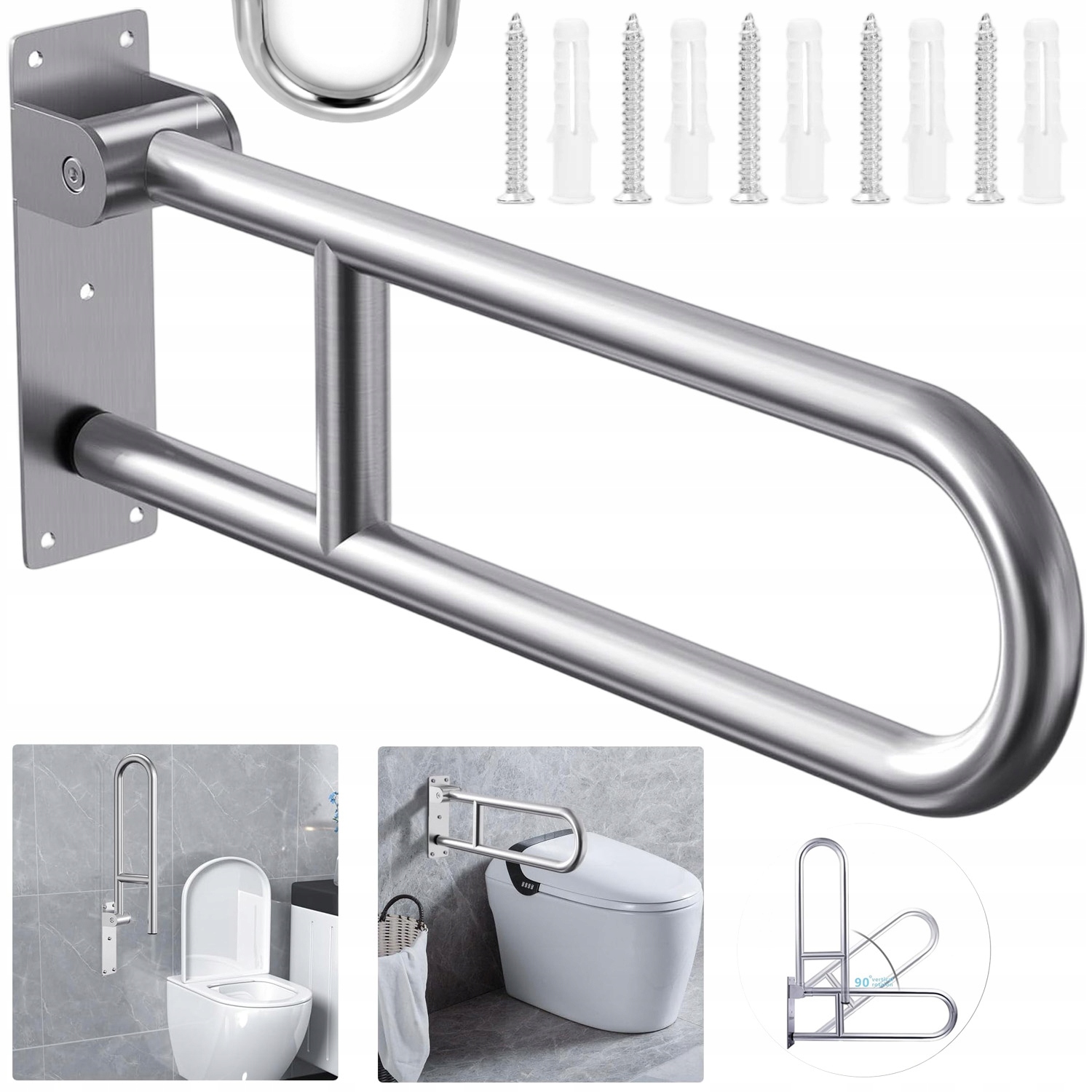 Uchwyt Łazienkowy Składany Poręcz Uchylna Dla Niepełnosprawnych Seniora