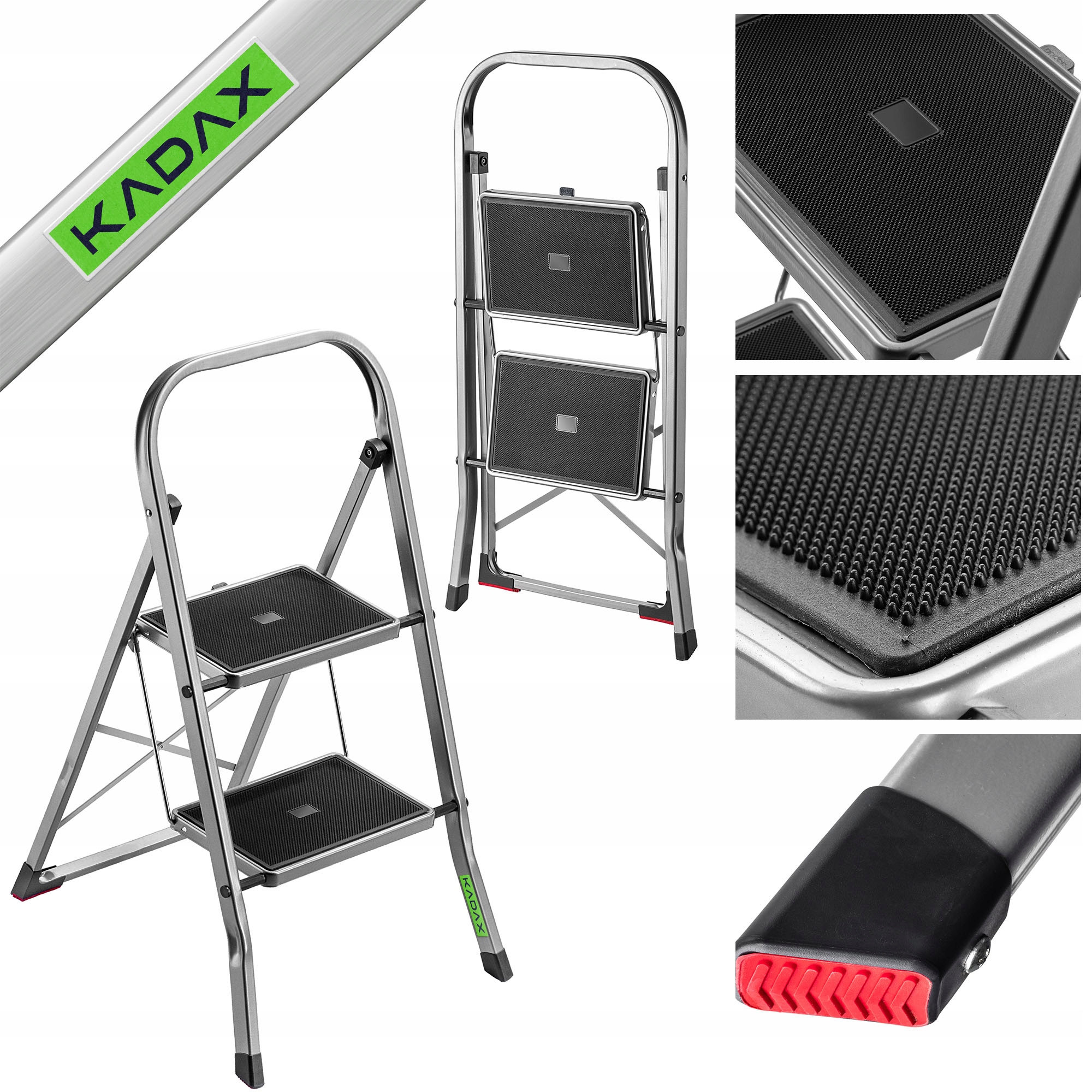 Domáci Hliníkový Rebrík 2-STUPŇOVÝ Skladací Rebrík 150 kg Pevný