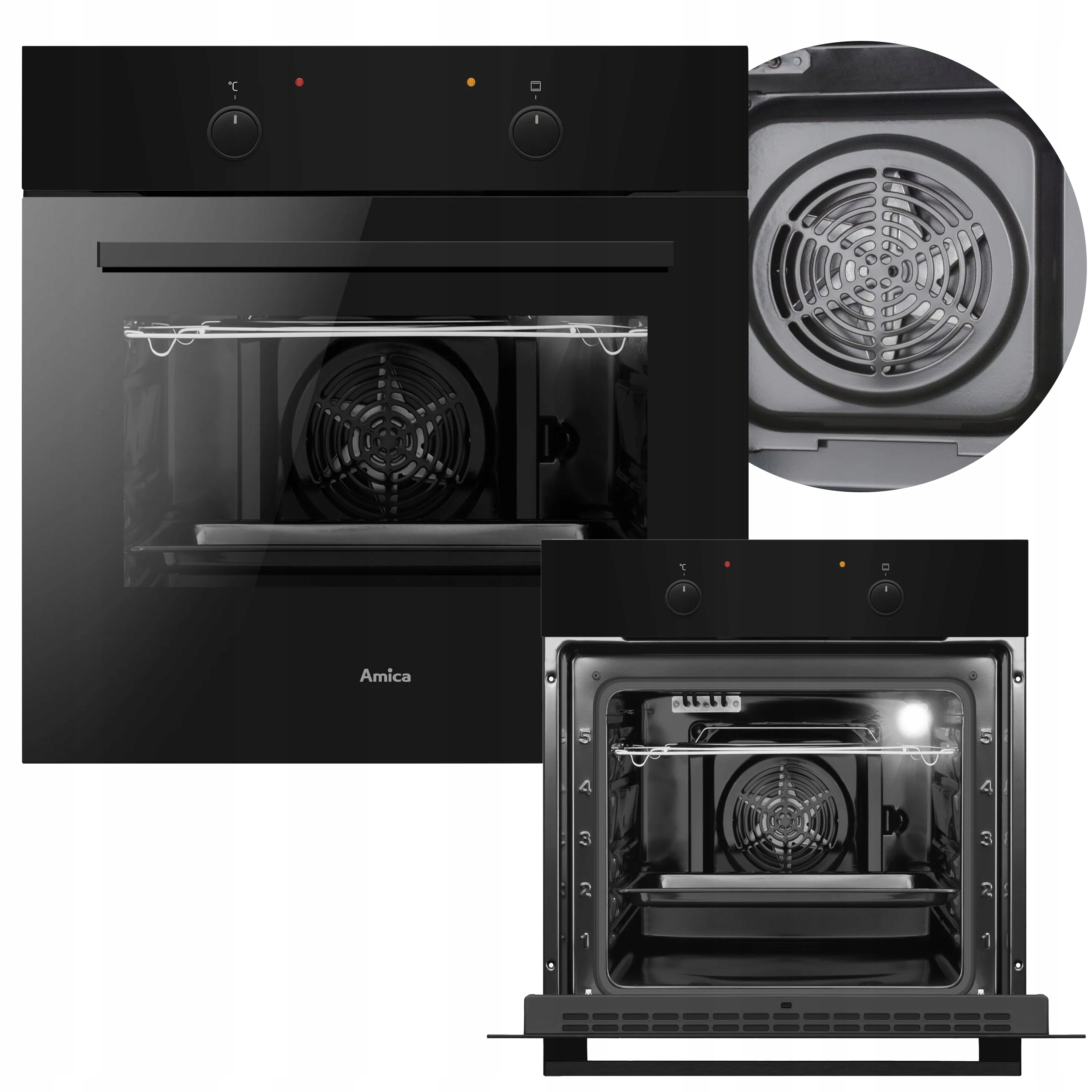 Piekarnik elektryczny Amica ES06117B 2,9kW do zabudowy grill 3szyby czarny