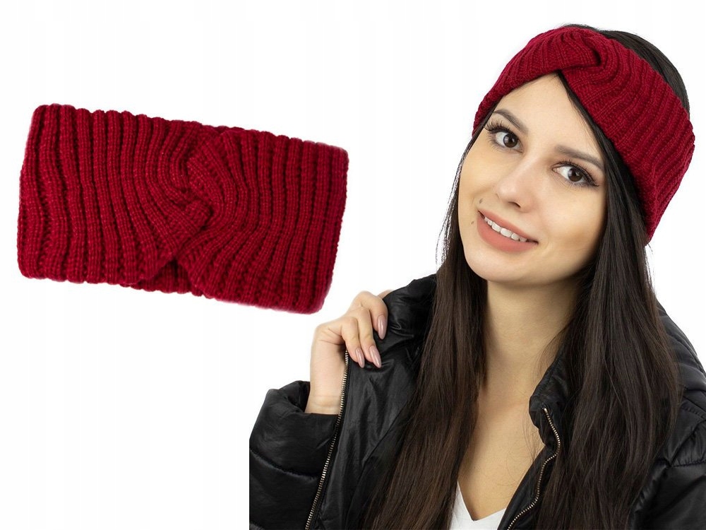 OPASKA DO WŁOSÓW turban na głowę GRUBA zimowa SZEROKA węzeł elastyczna Wzór dominujący bez wzoru