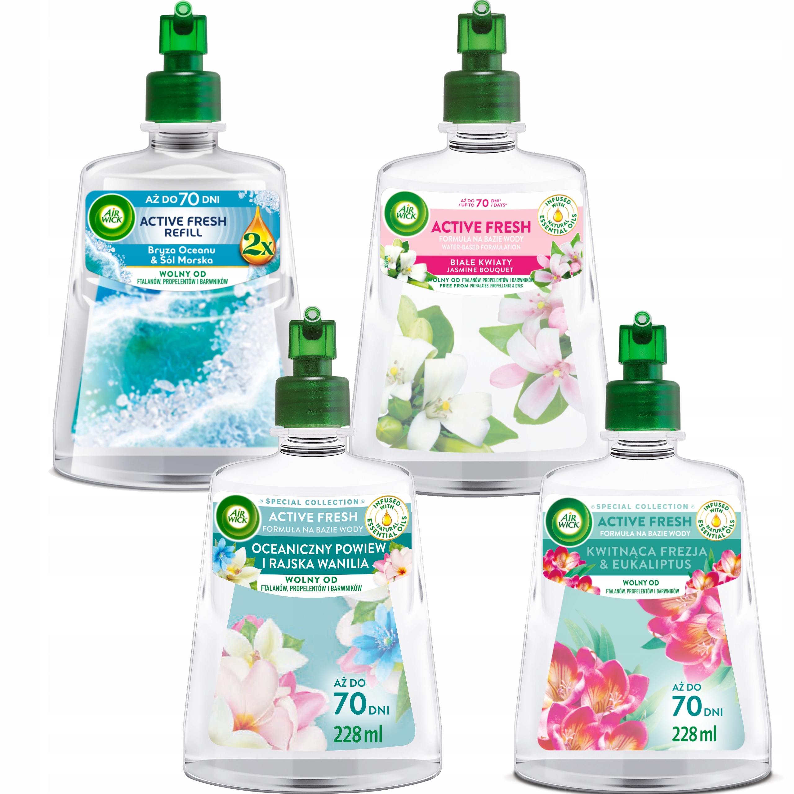 Levně Air Wick Active Fresh Sada MIX Náplní Do Osvěžovače Vzduchu 4X228 ML