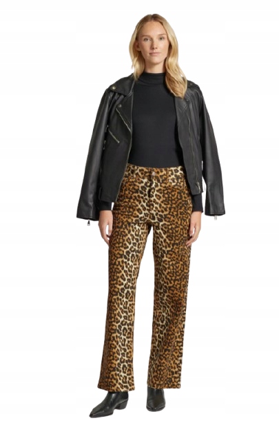 Yas Dámské Džíny Leopardí Vzor Rovné Dlouhé 28/32 Xqh