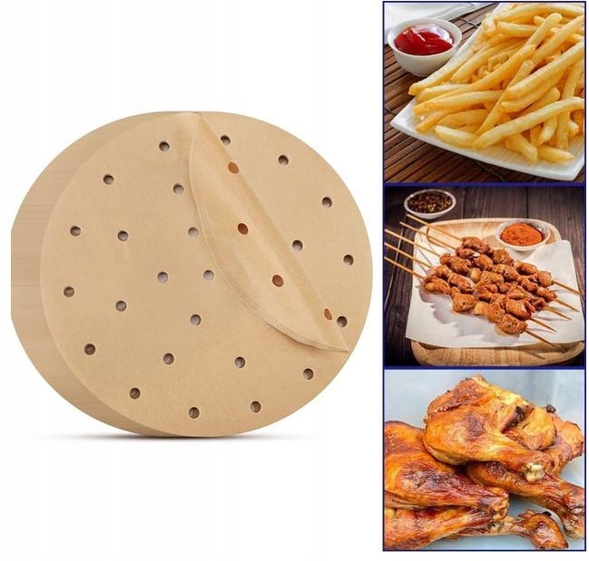 PAPIER WKŁADKA DO FRYTKOWNICY POWIETRZNEJ OKRĄGŁY XXL 23 CM -100 SZT Kolor brązowy