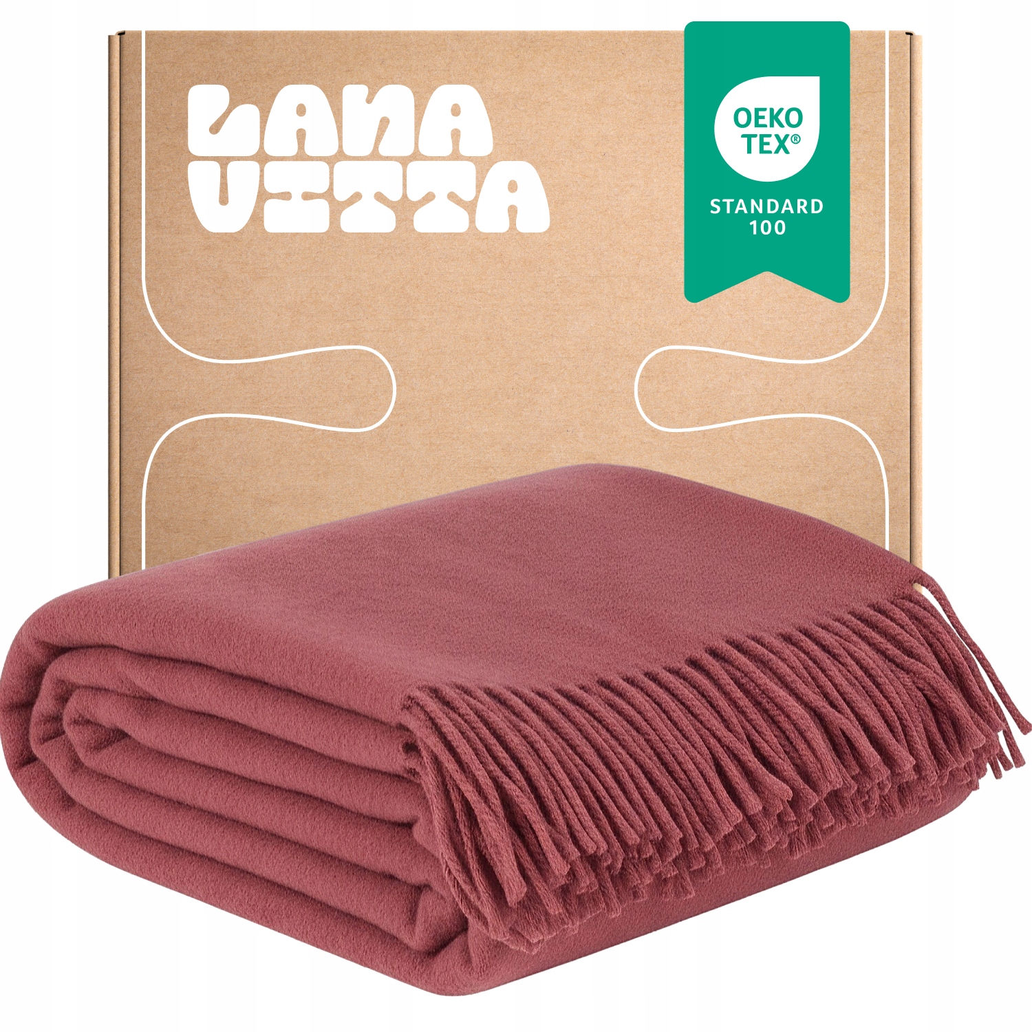 Teplá vlněná deka Oven 100% Novozélandská vlna Bledě růžová 140х200 cm