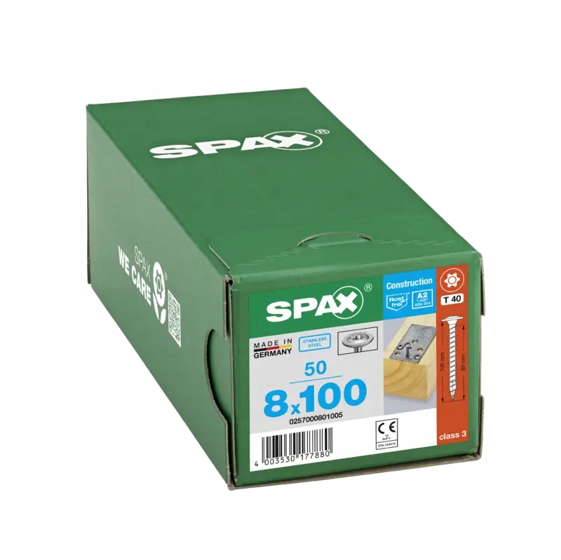 Tesařské vruty Spax na dřevo 8x100 mm, talířová hlava, ocel A2 50 Ks.