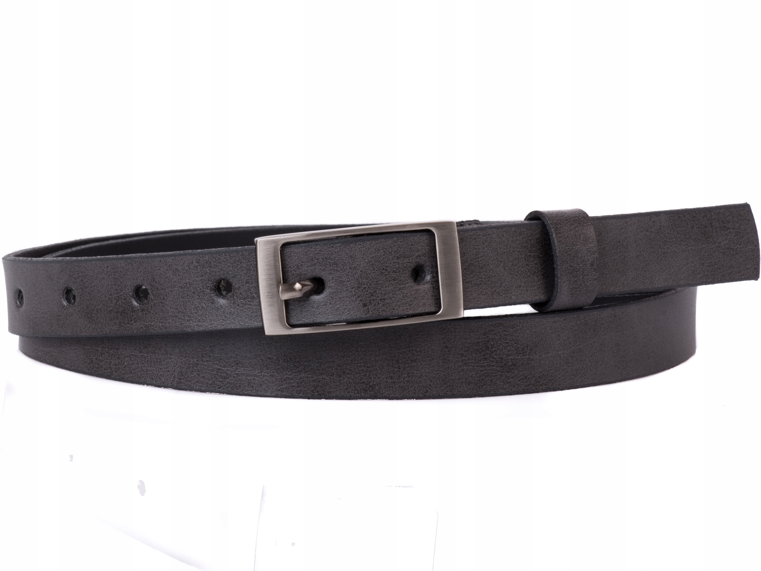 

Damski Skórzany pasek 2cm Grafitowy |80obw