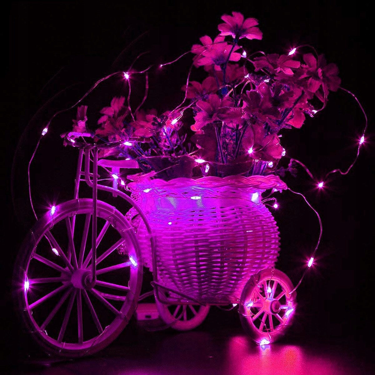 LAMPKI 20 LED DRUCIKI OŚWIETLENIE CHOINKOWE RÓŻOWE NA BATERIE MIKRO Długość sznura 2.2 m