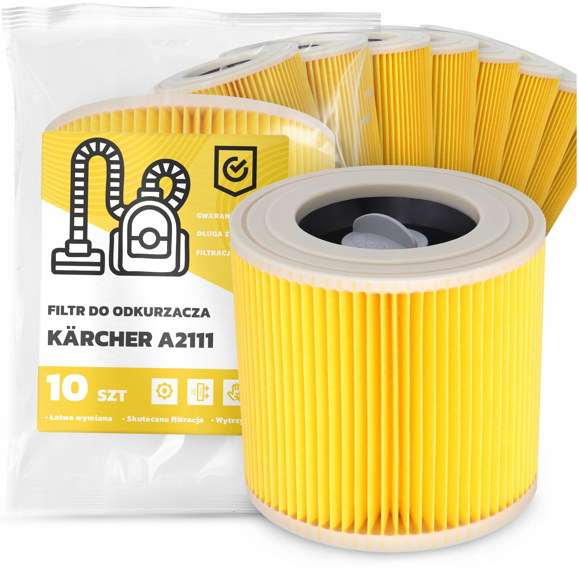 10 x Filtr Pro Vysavač Kärcher A2111 Vzduch Výkonný Náhradník Em-w