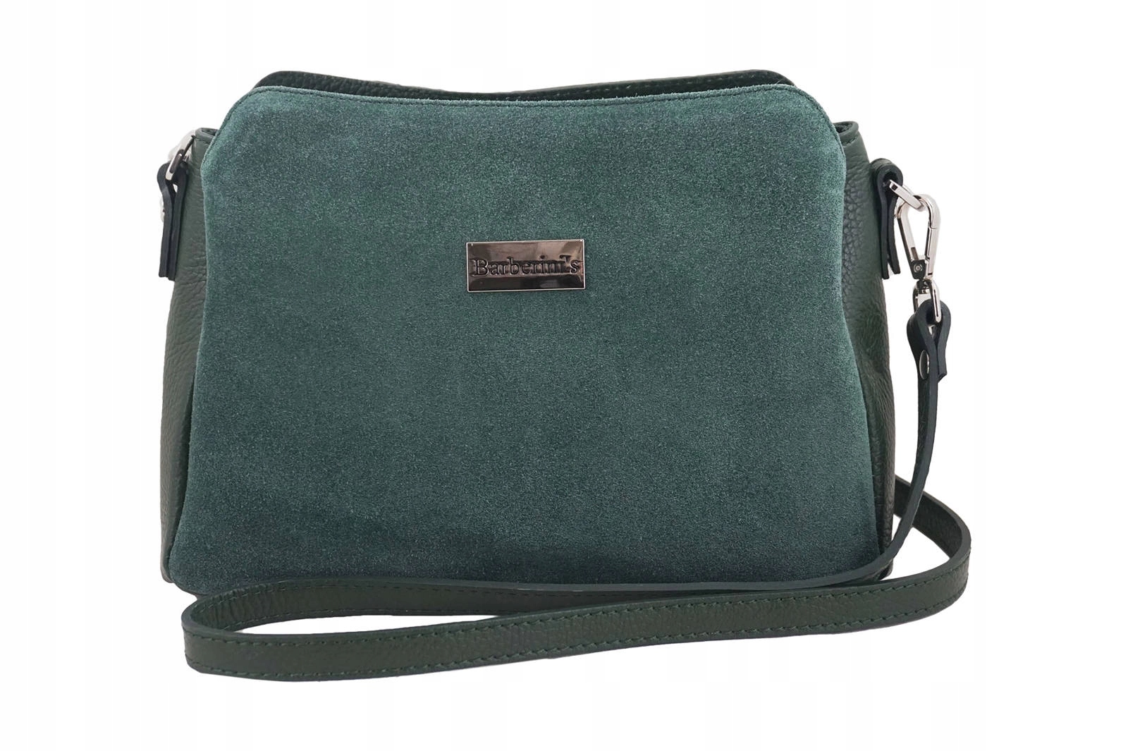 Kabelka Přes Rameno kožená lico se semišem zelená