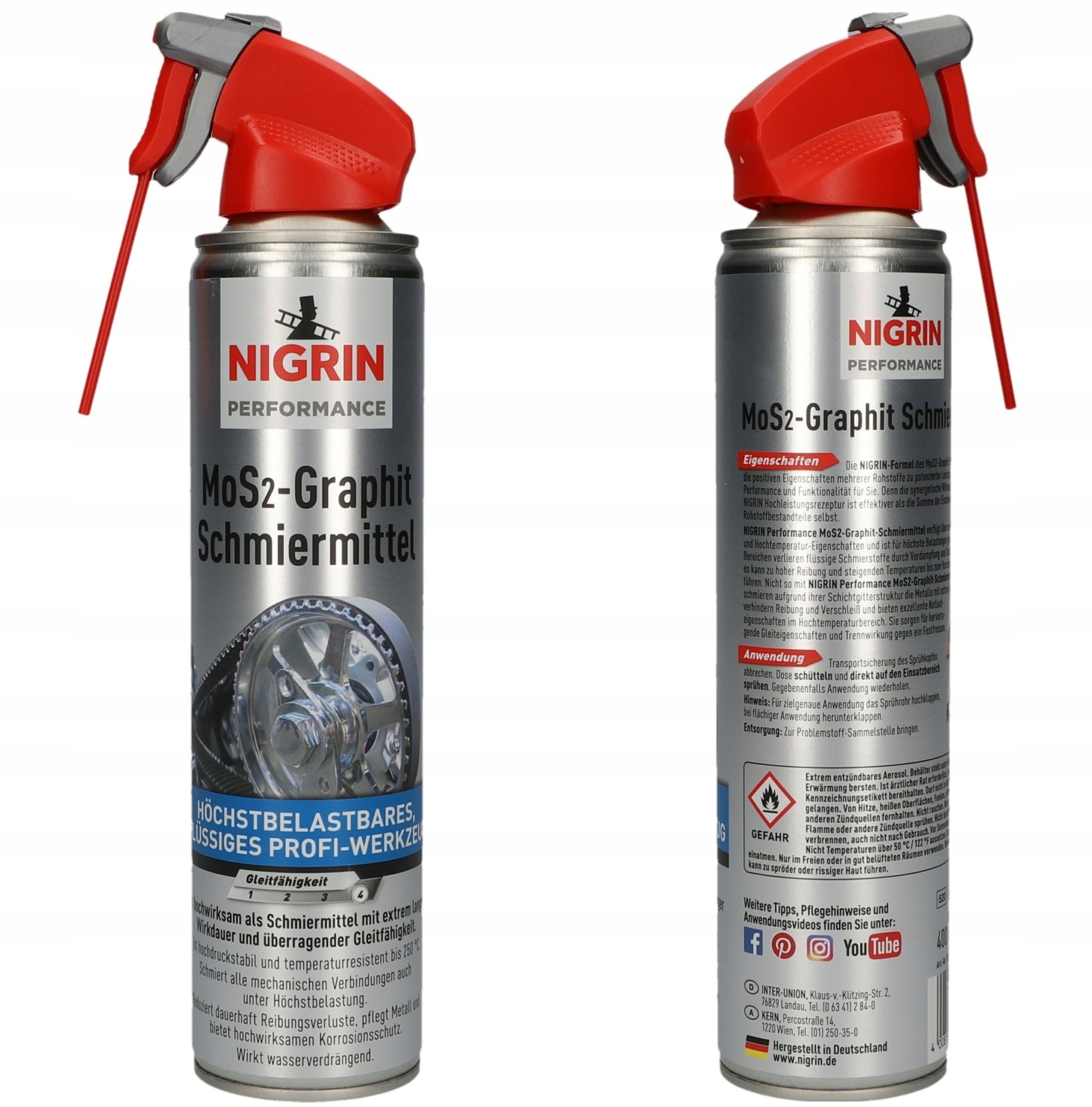 Nigrin Smar Grafitowy w Spray 400ml Mos2 Uniwersalne Zastosowanie Niemiecki