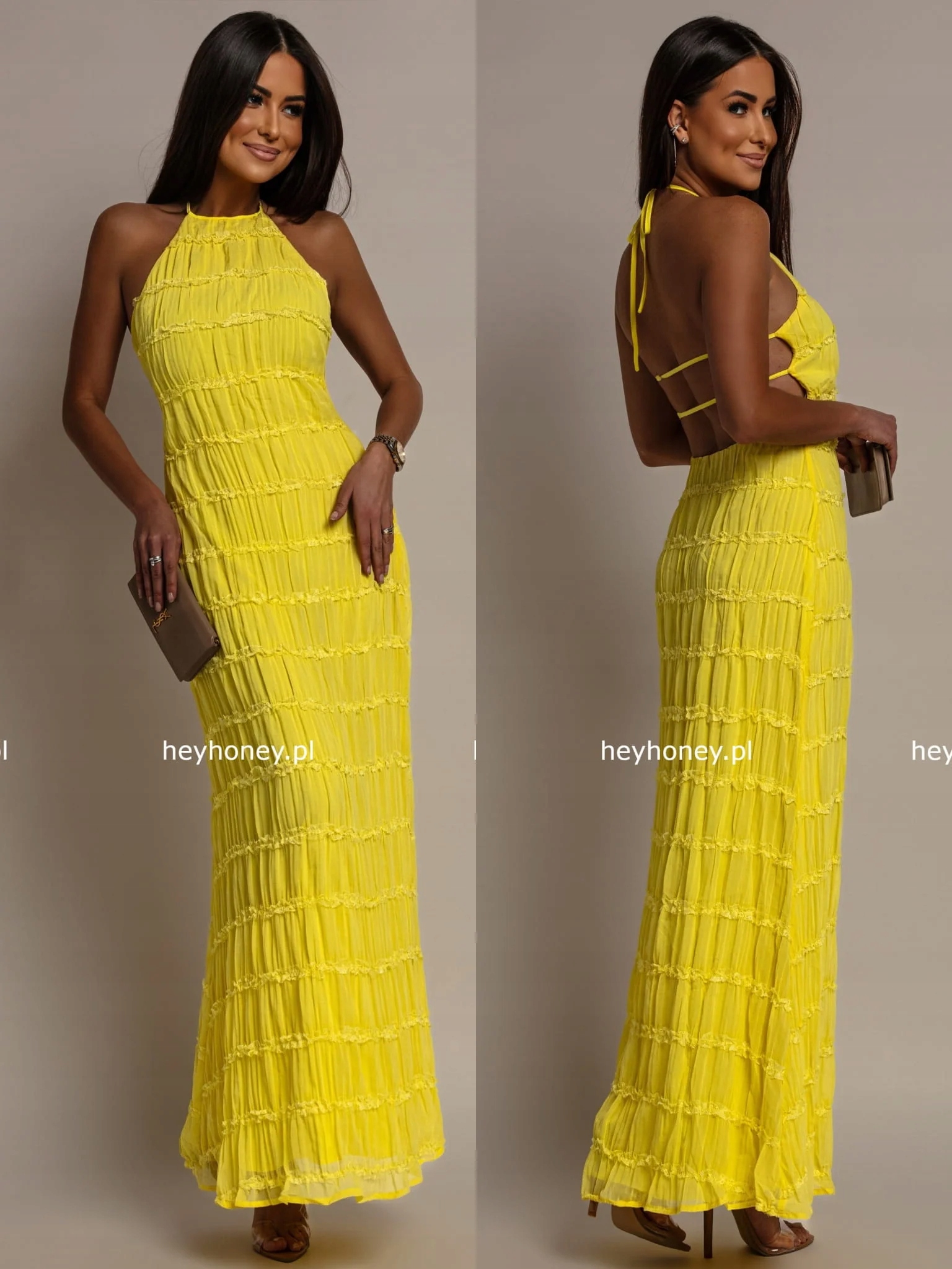 Šaty Maxi s odhalenými zády Žlutá Fairy L