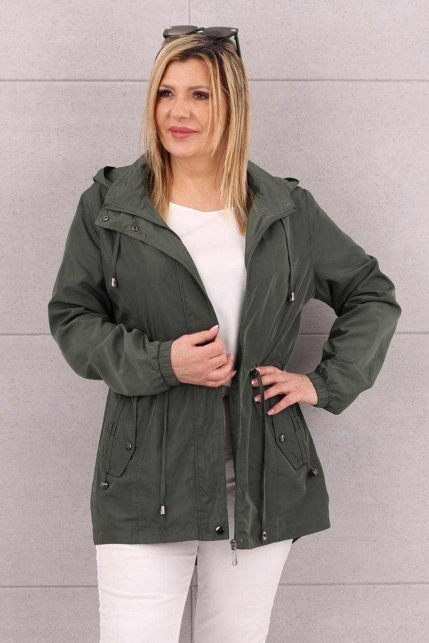 LEKKA KURTKA PARKA DAMSKA PRZEJŚCIOWA MODNA NA WIOSNĘ DUŻE ROZMIARY Odcień khaki