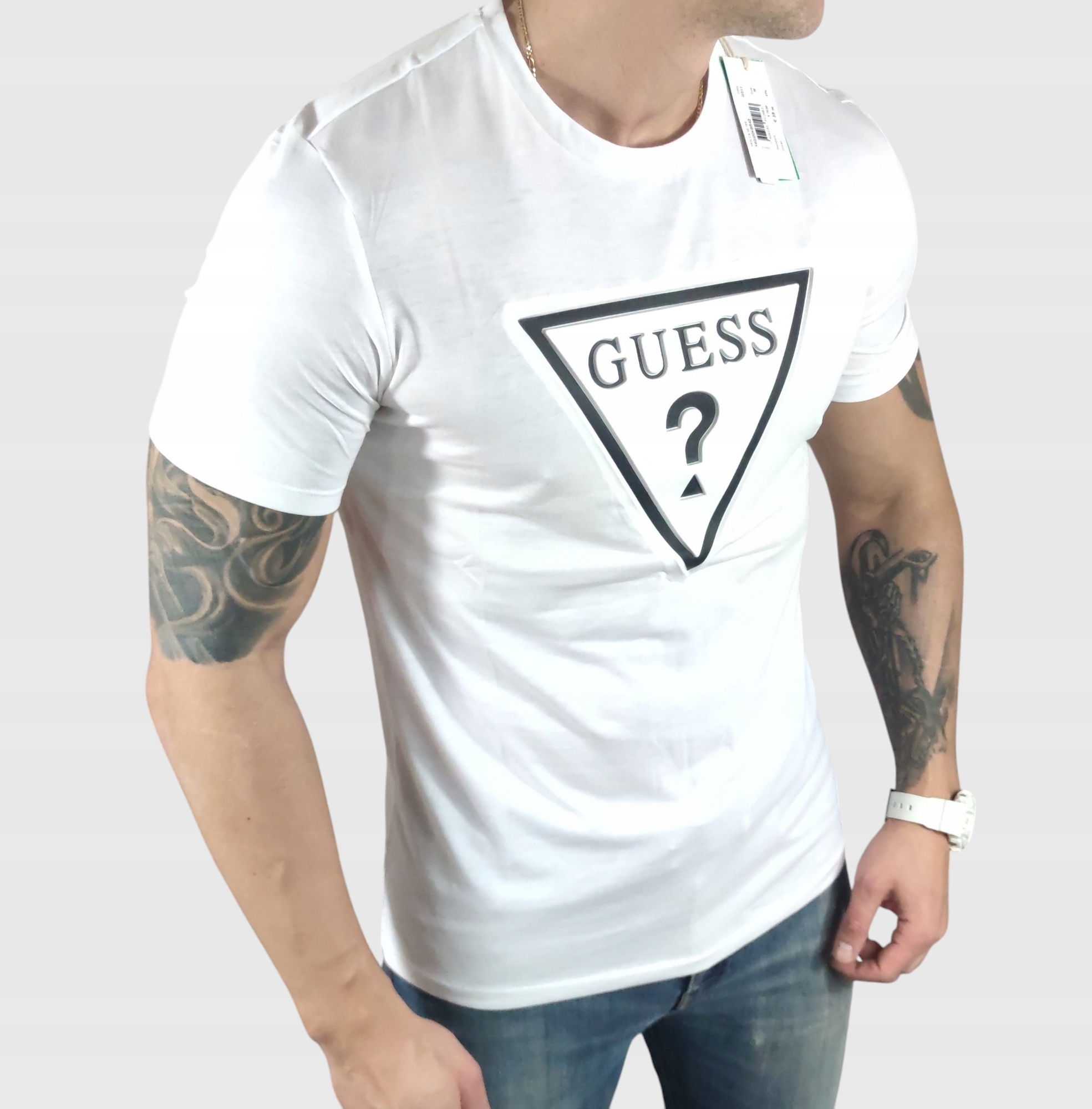 Tričko Guess jeans X4GI00 KBR42 bílé, velké konvexní logo XXL