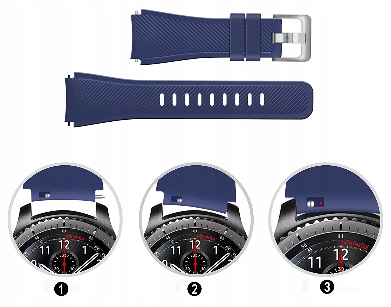 PASEK 3 SZTUKI SAMSUNG GALAXY WATCH GEAR S3 22mm Materiał guma