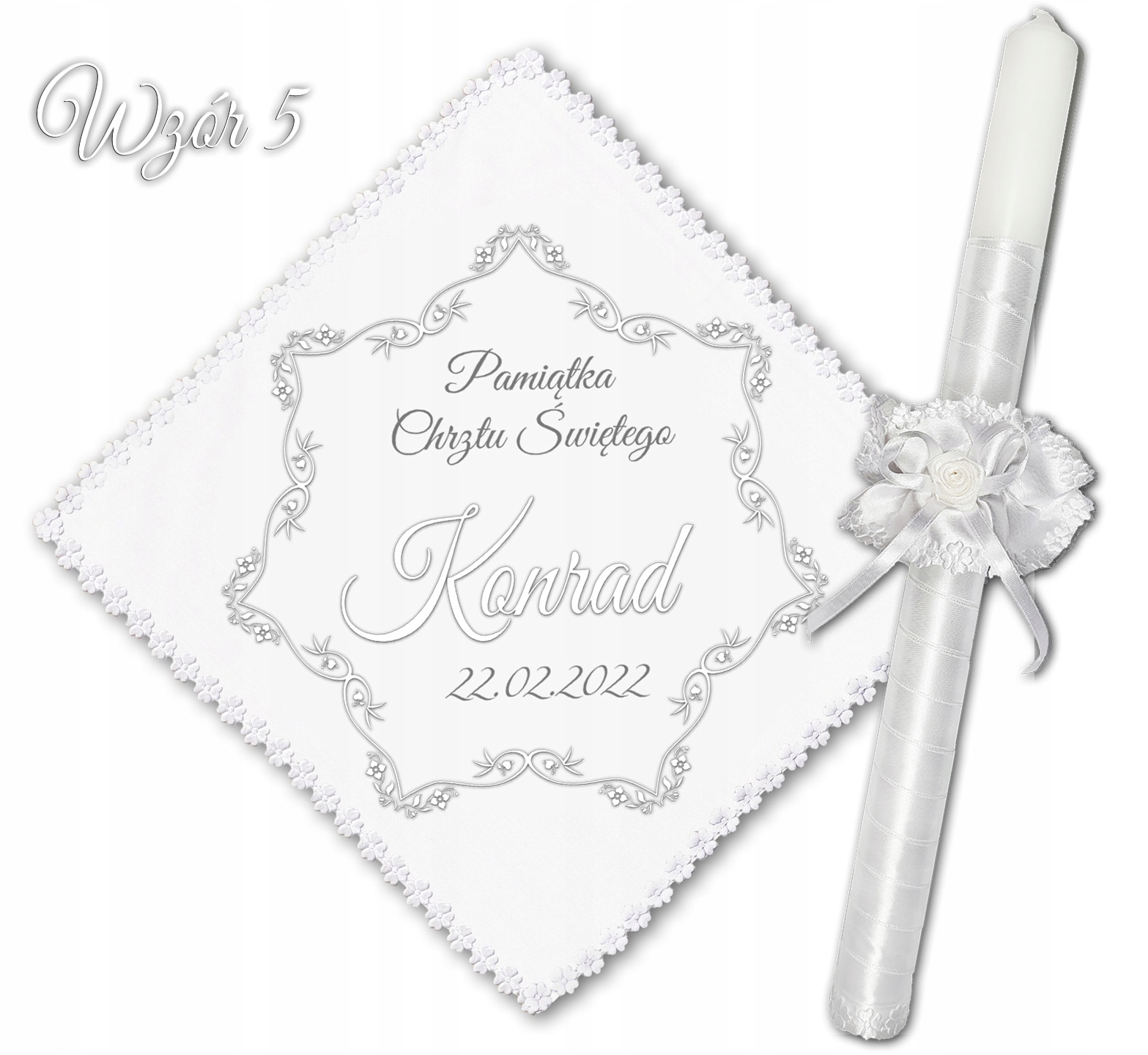 SZATKA I ŚWIECA DO CHRZTU CHRZEST IMIĘ DATA Okazje chrzest